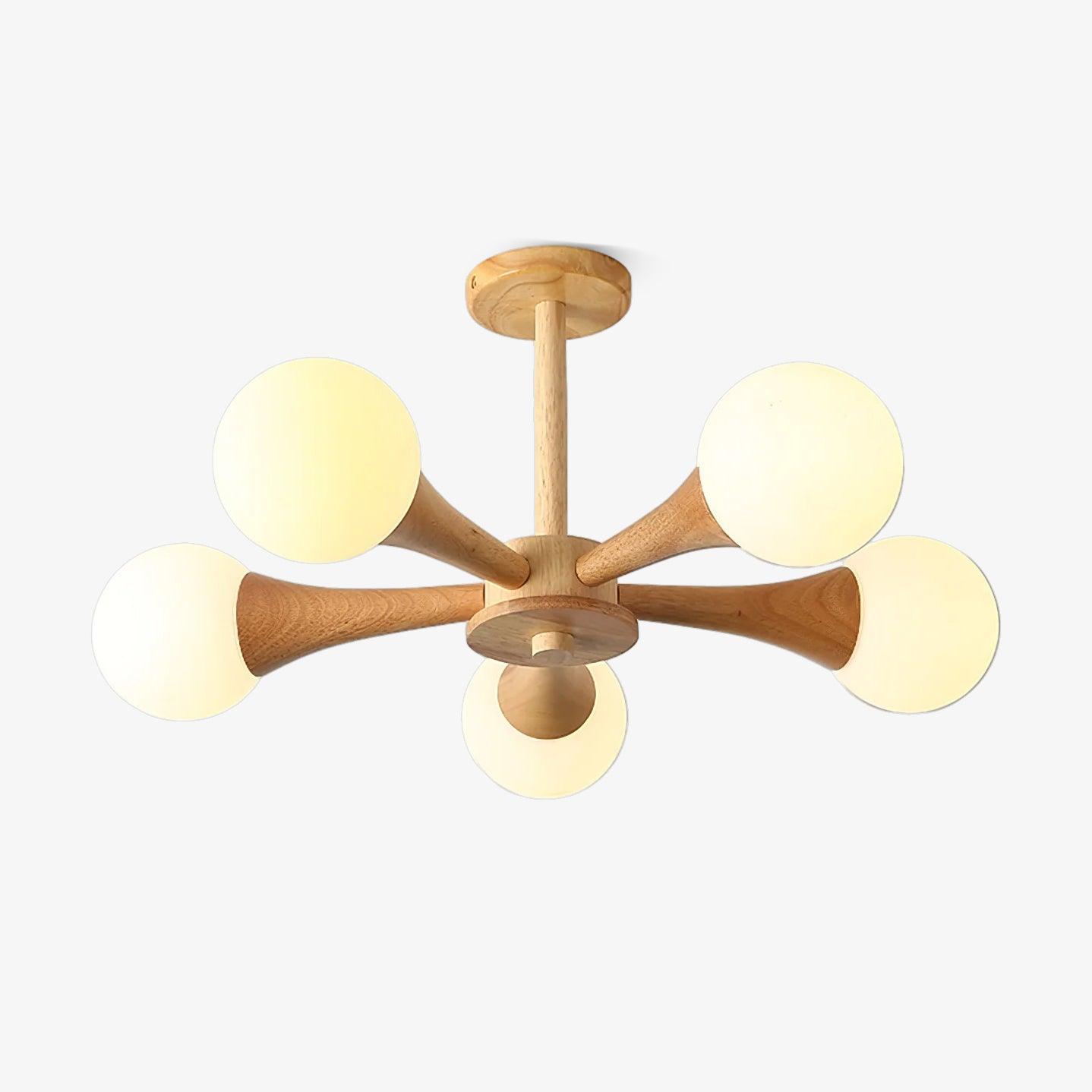 Lustra Kronleuchter Holz Globus Retro-Letslighting