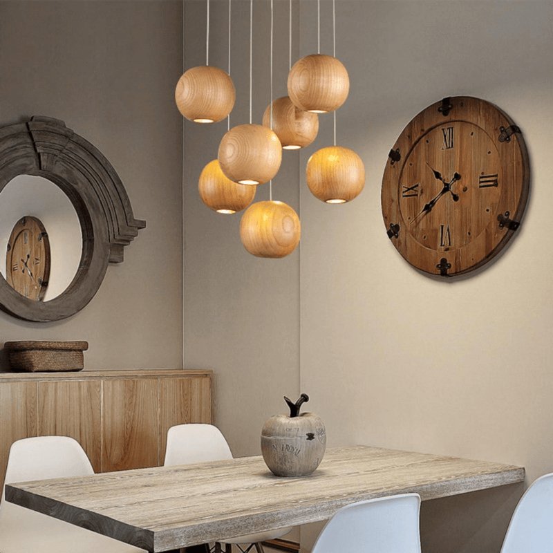 Ulvararis Nordische Kugel Holz Pendelleuchte-Letslighting