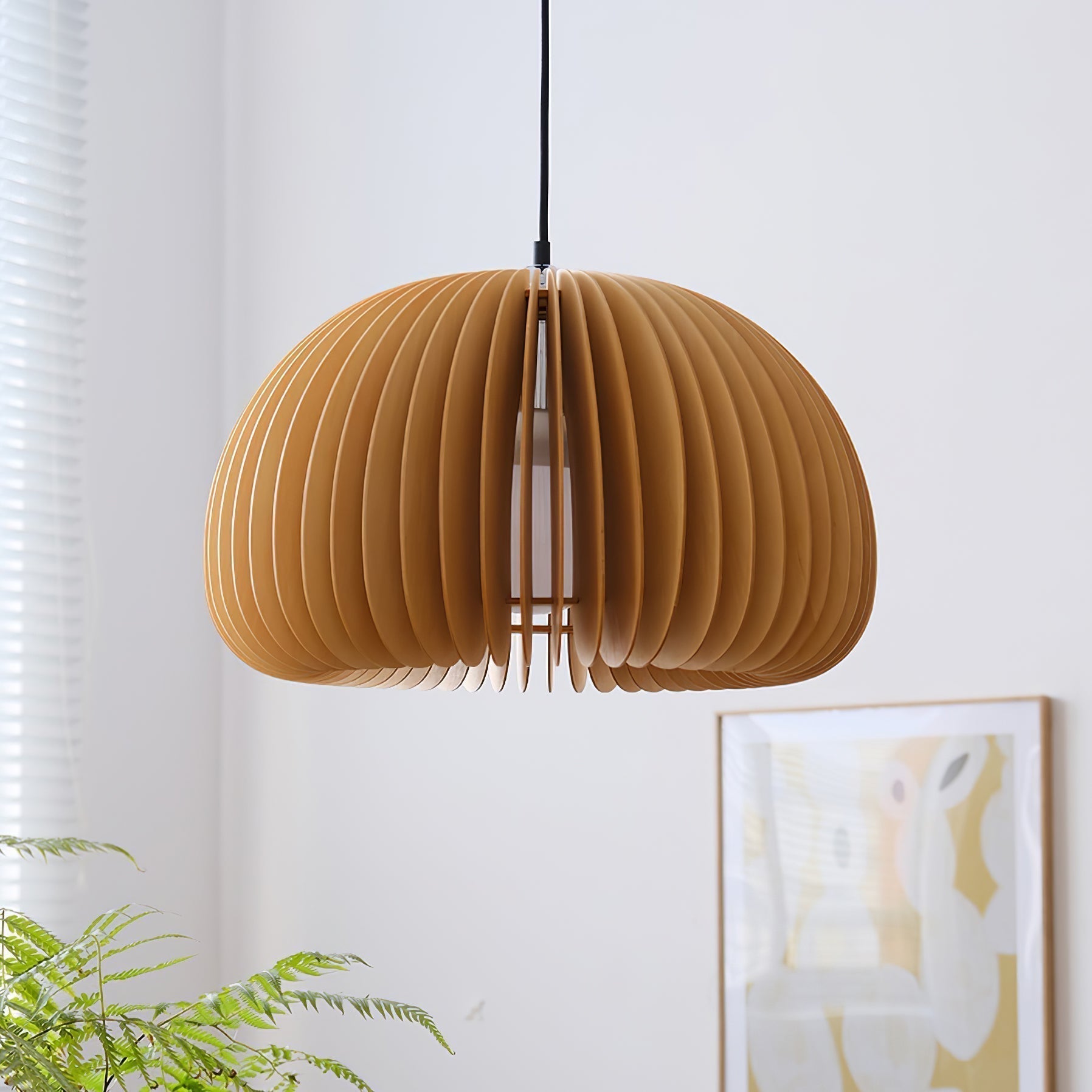 Solara Pendelleuchte Holz Kürbis Kuppel Nordisch-Letslighting