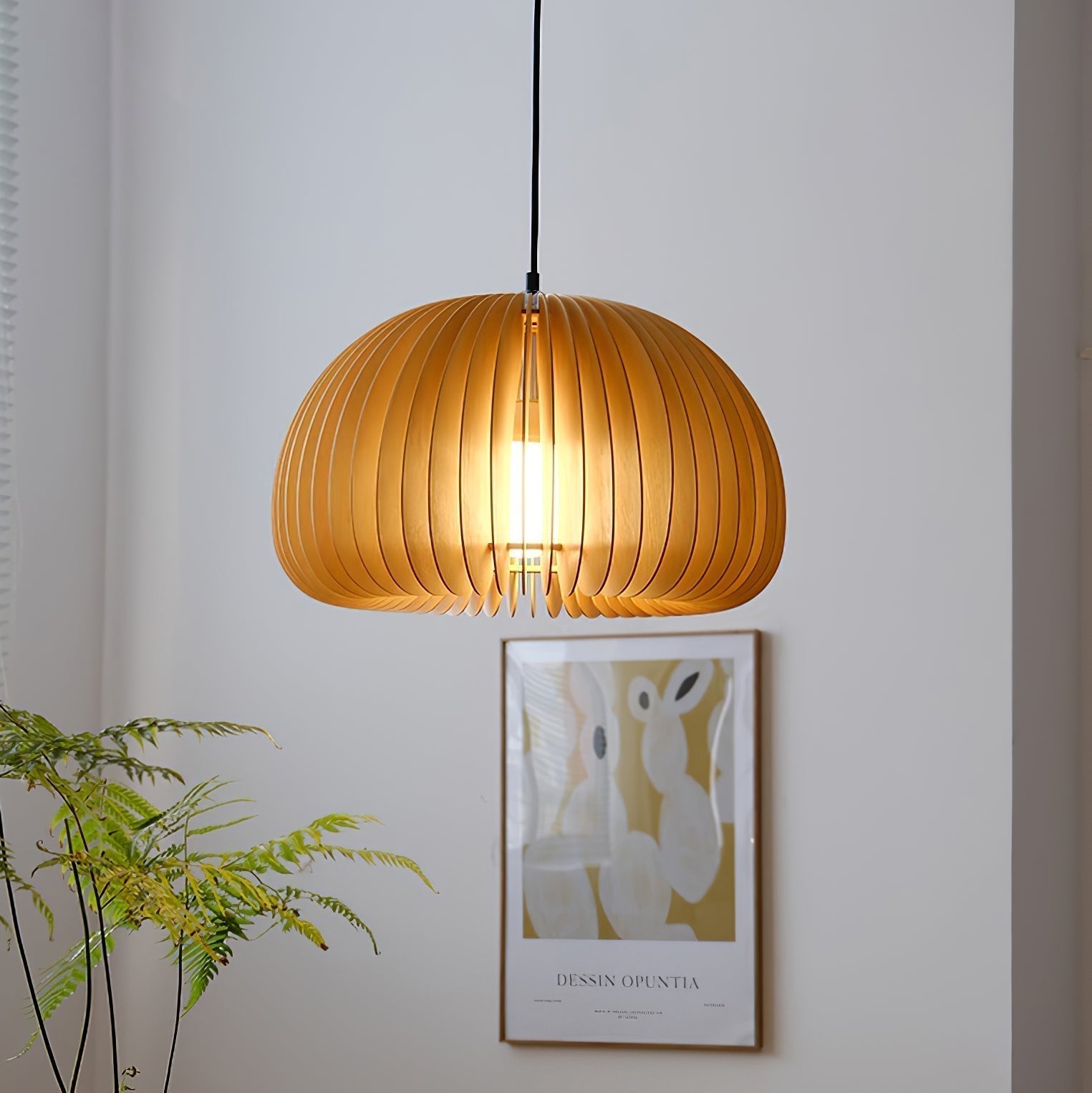 Solara Pendelleuchte Holz Kürbis Kuppel Nordisch-Letslighting