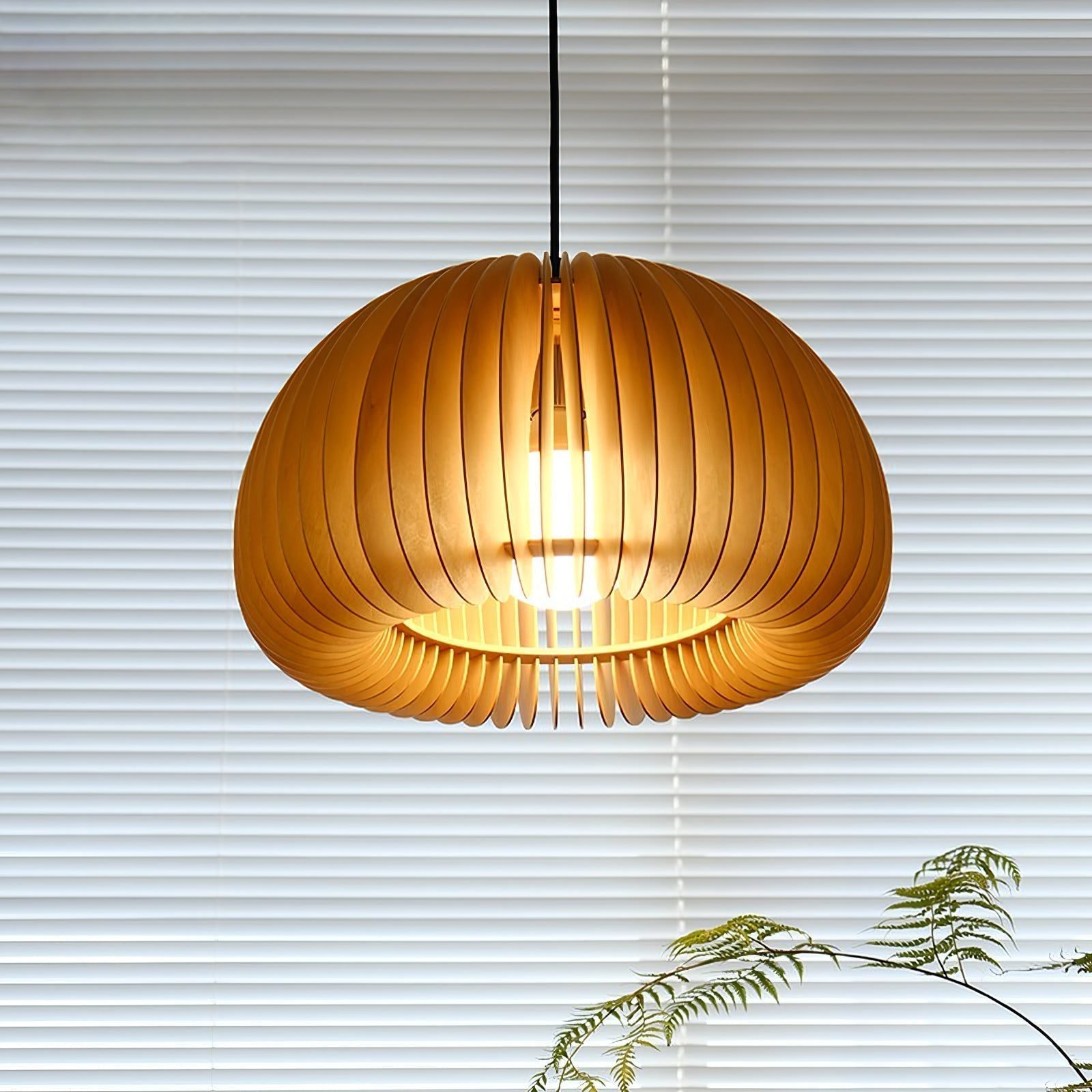 Solara Pendelleuchte Holz Kürbis Kuppel Nordisch-Letslighting