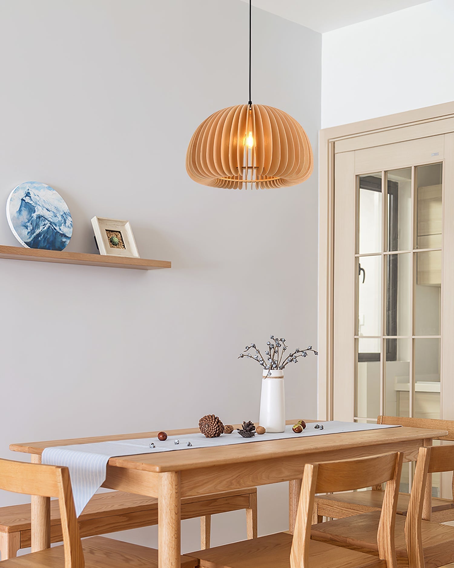 Solara Pendelleuchte Holz Kürbis Kuppel Nordisch-Letslighting