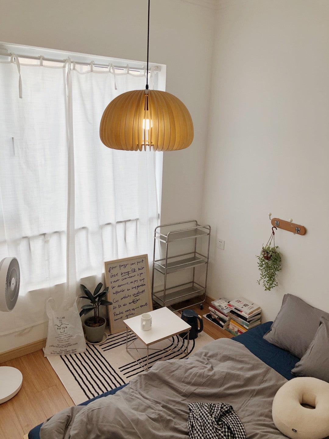 Solara Pendelleuchte Holz Kürbis Kuppel Nordisch-Letslighting