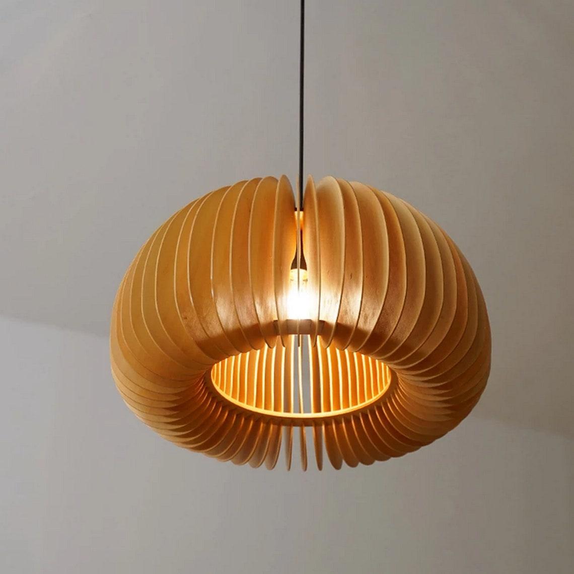 Solara Pendelleuchte Holz Kürbis Kuppel Nordisch-Letslighting