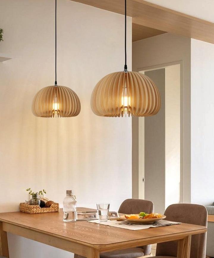 Solara Pendelleuchte Holz Kürbis Kuppel Nordisch-Letslighting