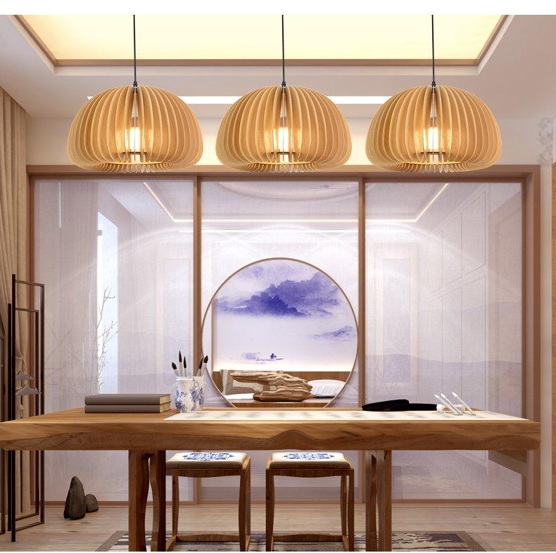 Solara Pendelleuchte Holz Kürbis Kuppel Nordisch-Letslighting