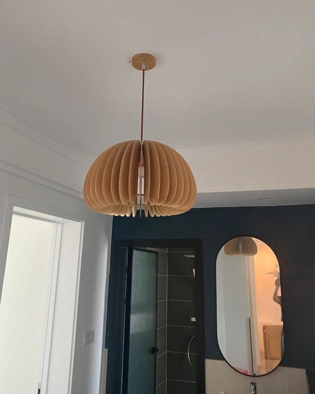 Solara Pendelleuchte Holz Kürbis Kuppel Nordisch-Letslighting