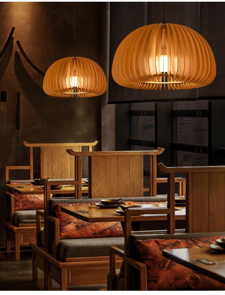 Solara Pendelleuchte Holz Kürbis Kuppel Nordisch-Letslighting