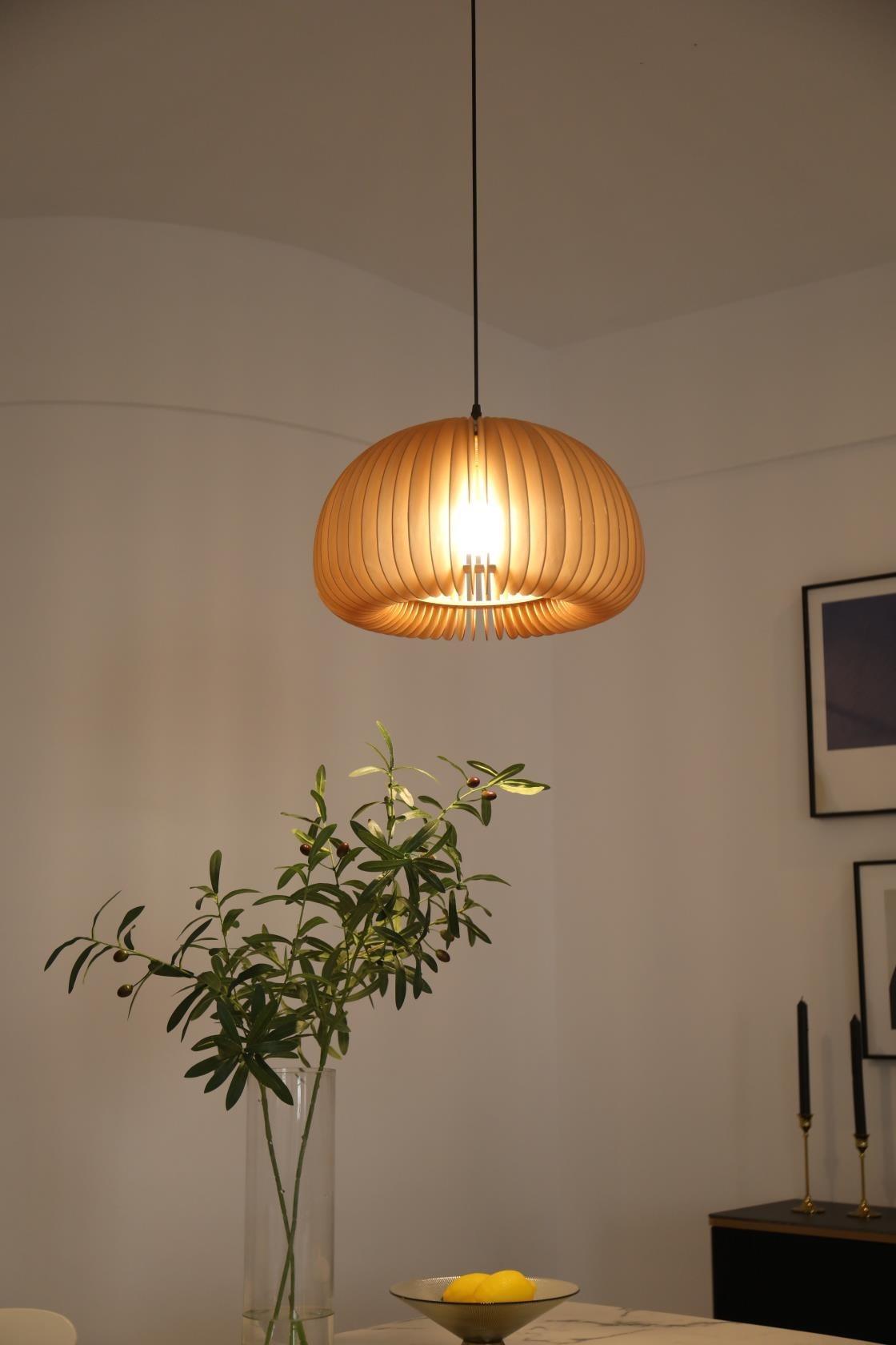 Solara Pendelleuchte Holz Kürbis Kuppel Nordisch-Letslighting