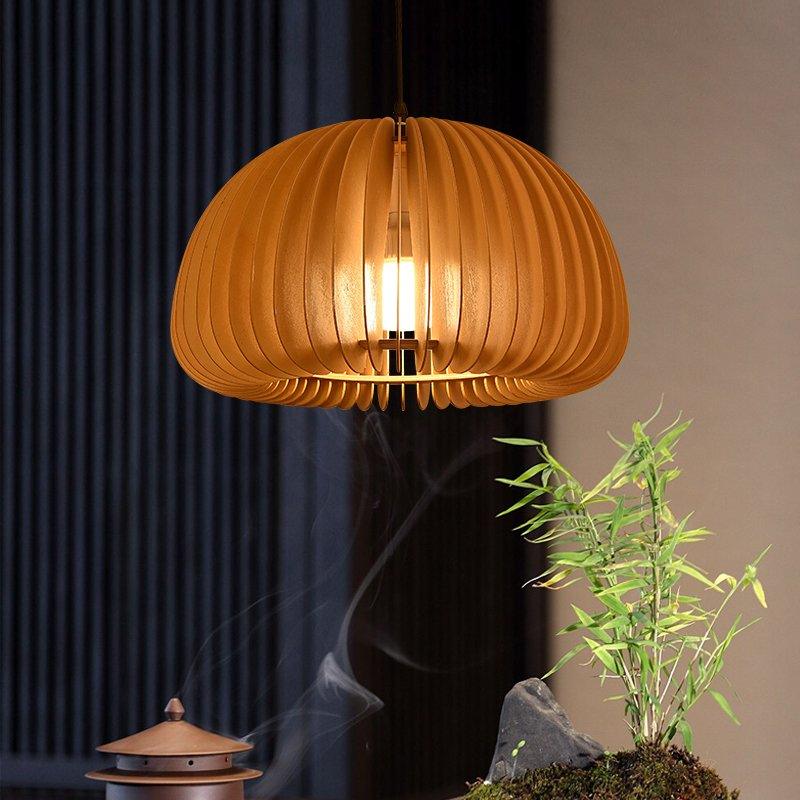 Solara Pendelleuchte Holz Kürbis Kuppel Nordisch-Letslighting