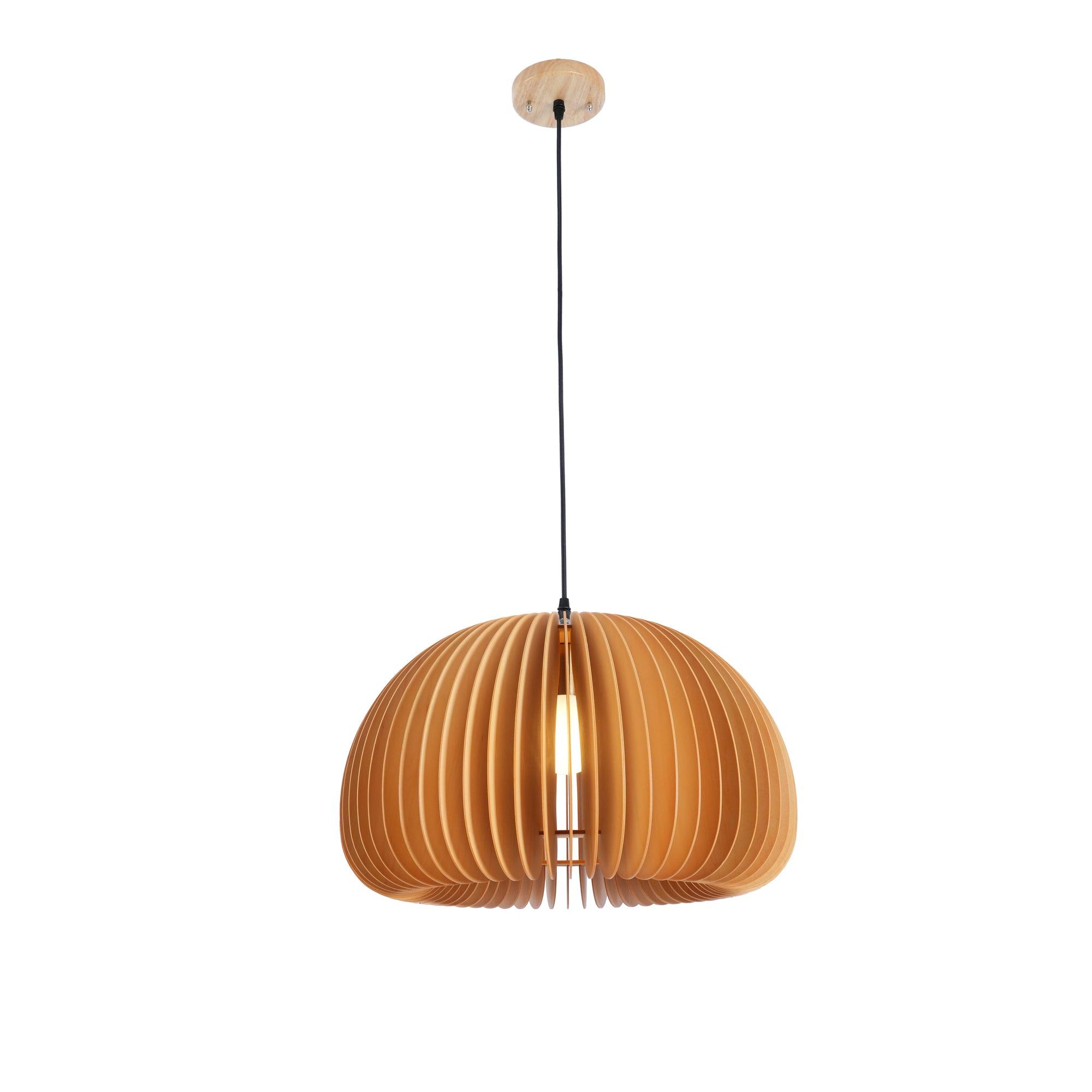 Solara Pendelleuchte Holz Kürbis Kuppel Nordisch-Letslighting