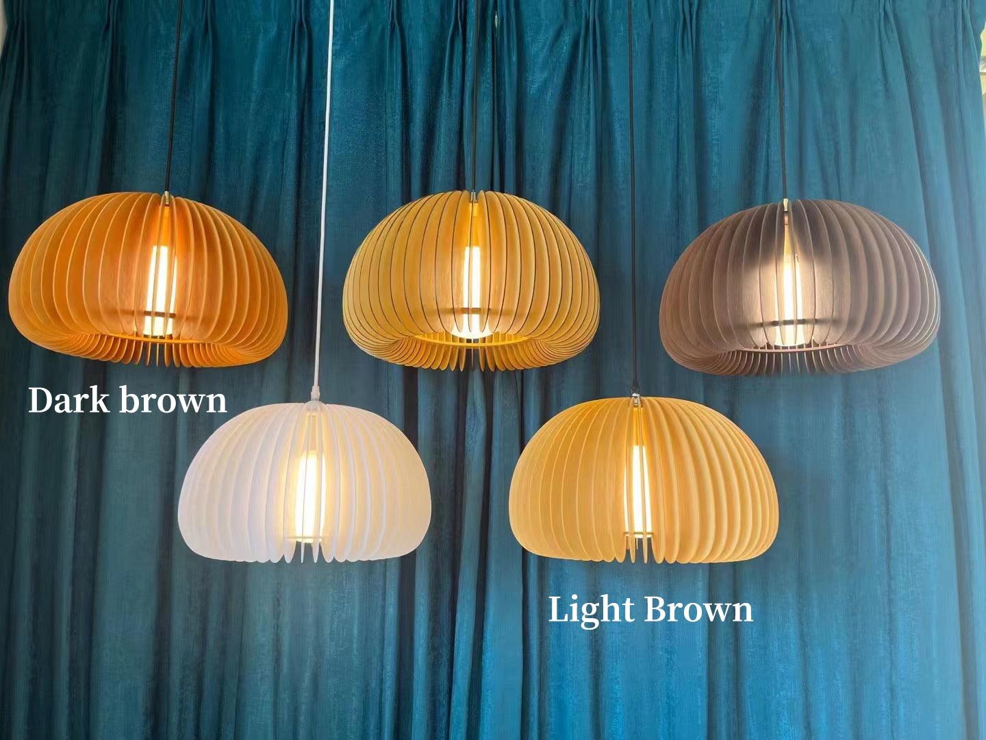 Solara Pendelleuchte Holz Kürbis Kuppel Nordisch-Letslighting