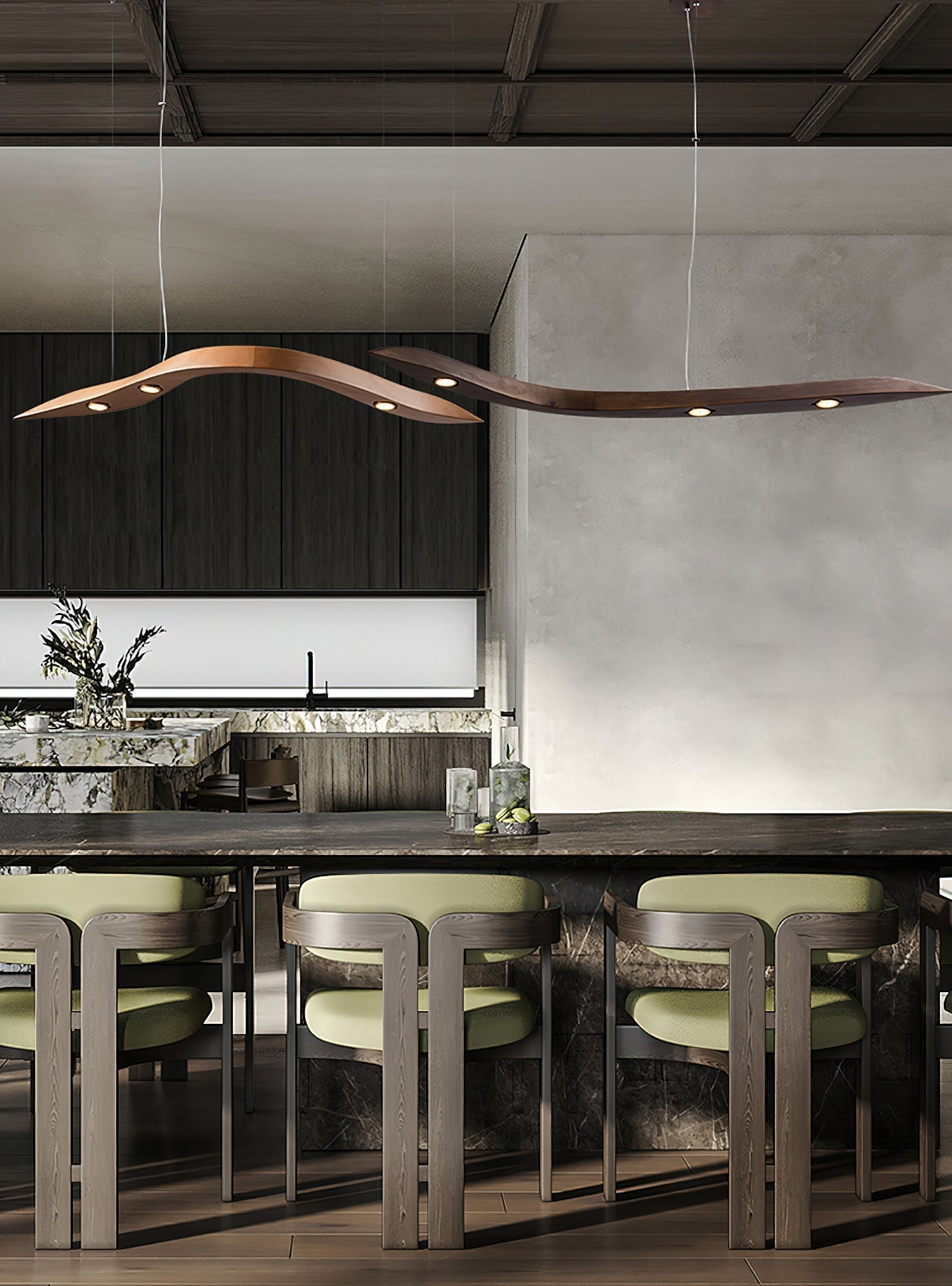 Flow Minimalistische Holz Pendelleuchte-Letslighting