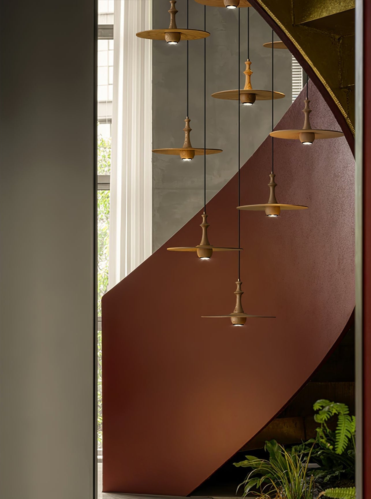 Spindle Pendelleuchte Spin aus Holz-Letslighting