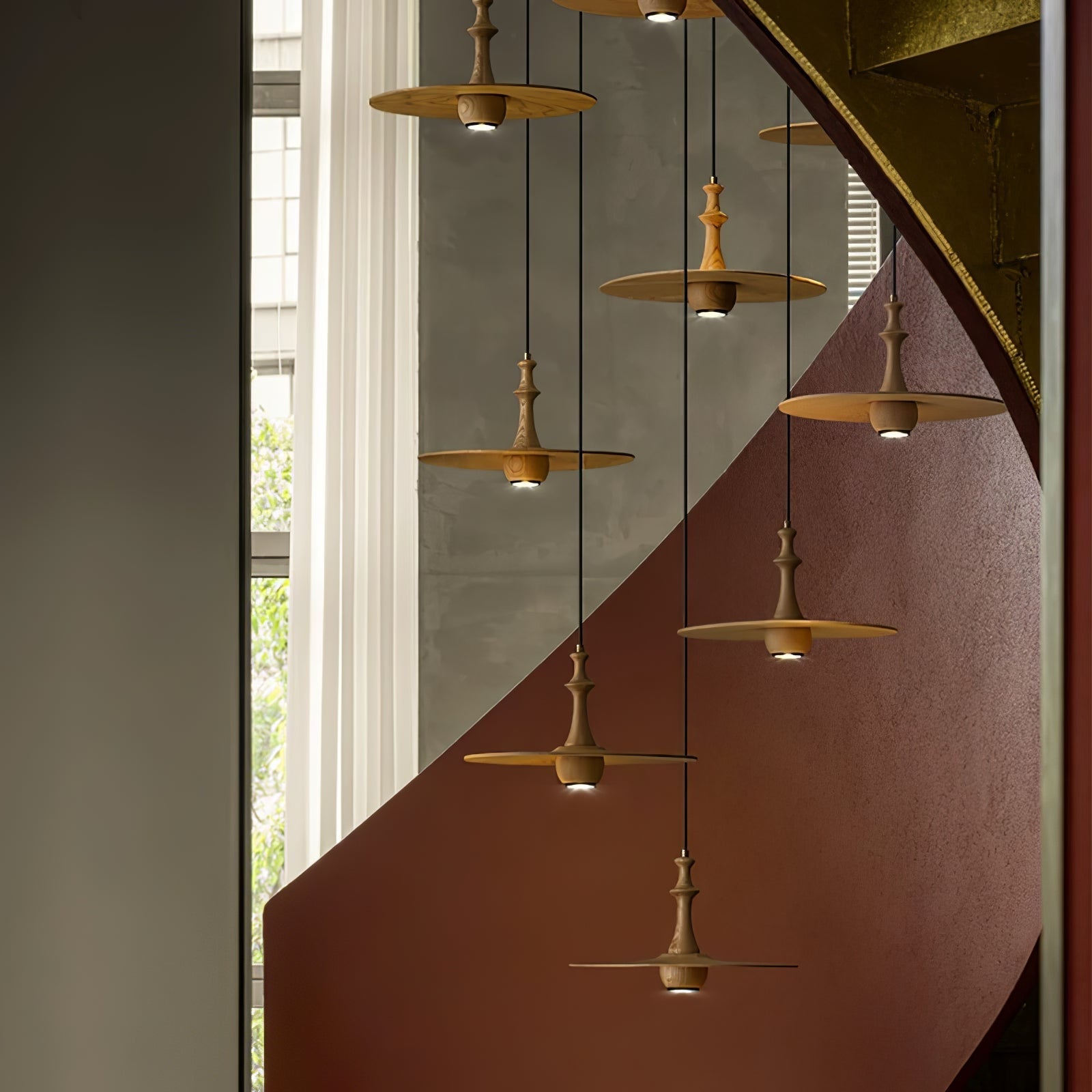 Spindle Pendelleuchte Spin aus Holz-Letslighting