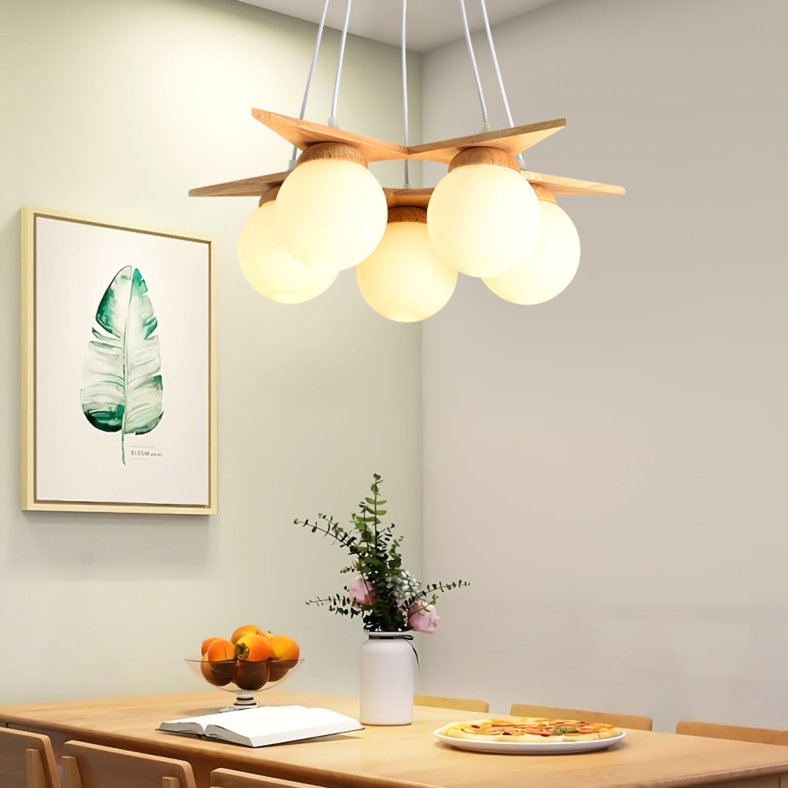 Zothaus Stern-Glas-Holz-Kronleuchter-Letslighting