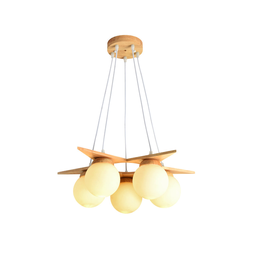 Zothaus Stern-Glas-Holz-Kronleuchter-Letslighting