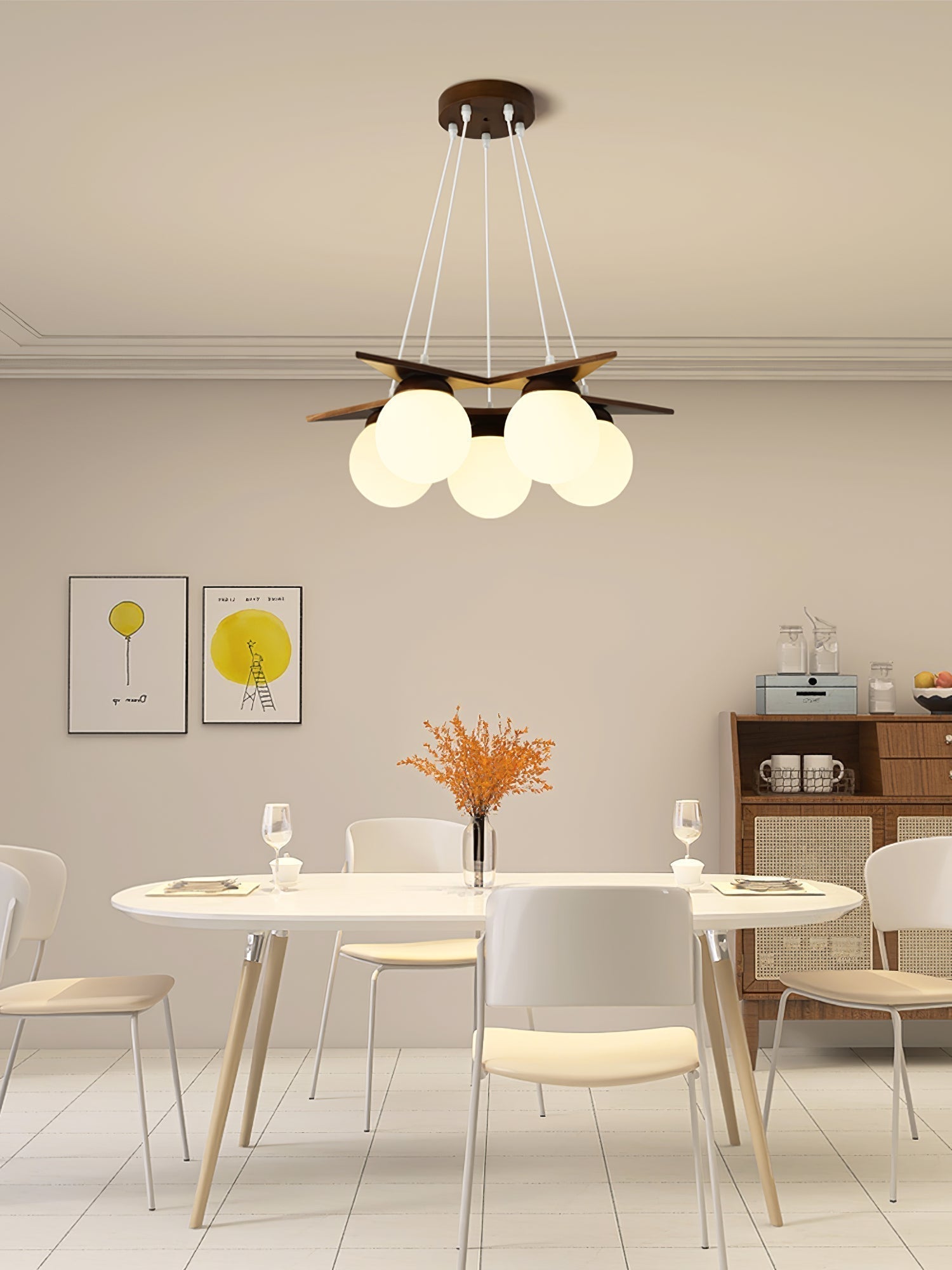 Zothaus Stern-Glas-Holz-Kronleuchter-Letslighting