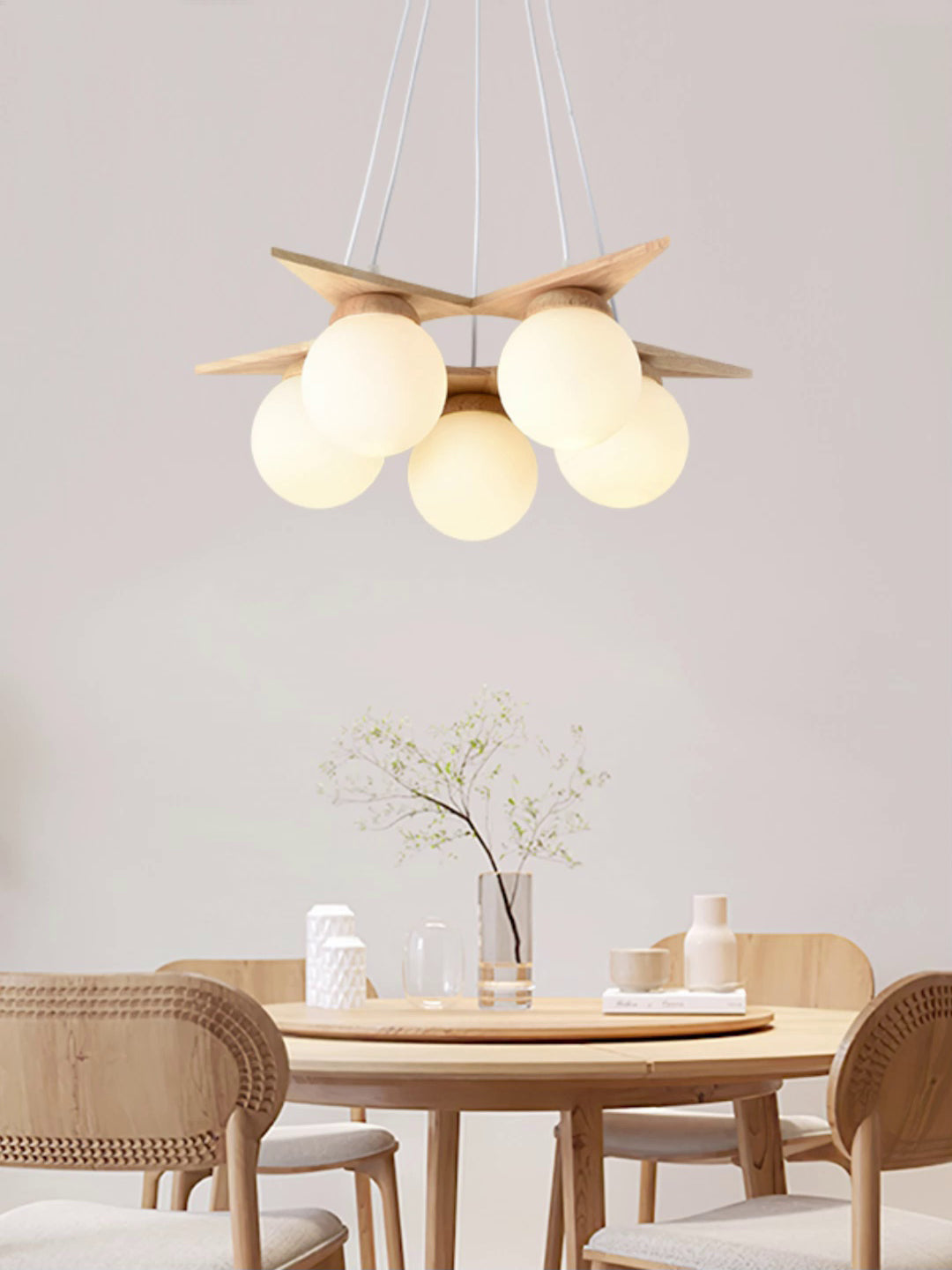 Zothaus Stern-Glas-Holz-Kronleuchter-Letslighting