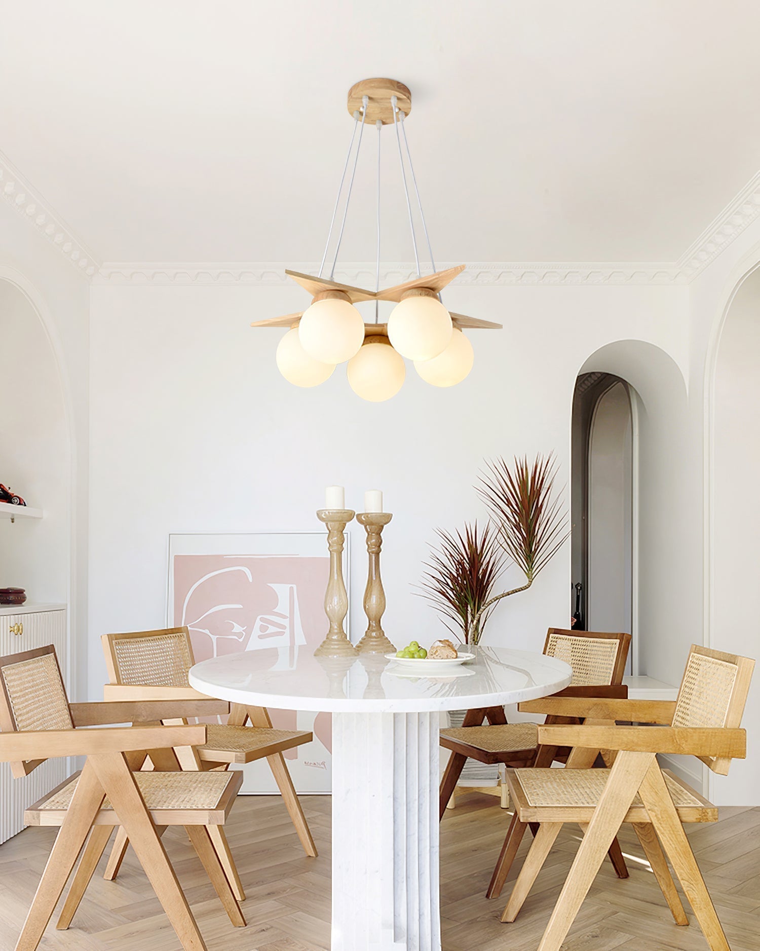 Zothaus Stern-Glas-Holz-Kronleuchter-Letslighting