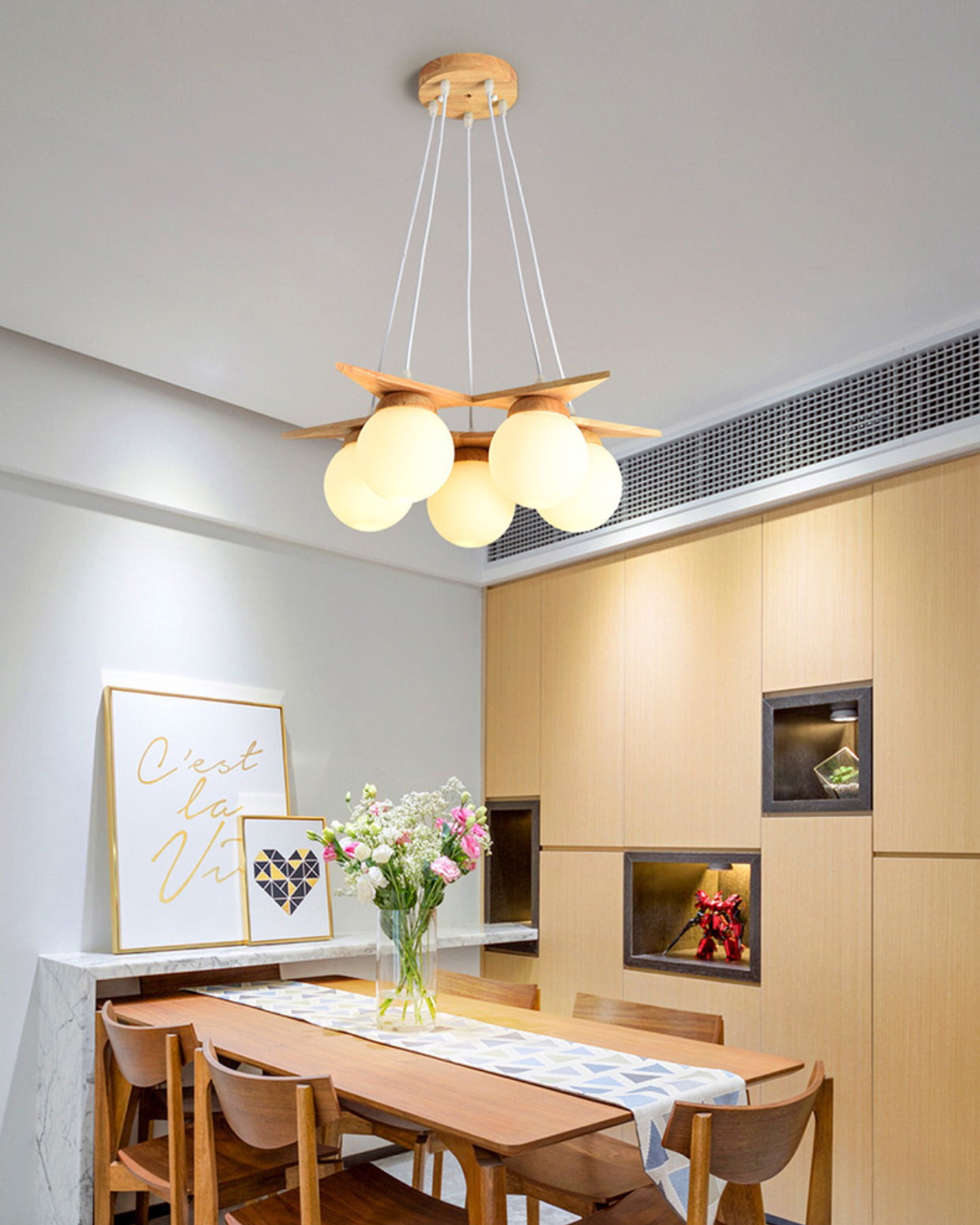 Zothaus Stern-Glas-Holz-Kronleuchter-Letslighting
