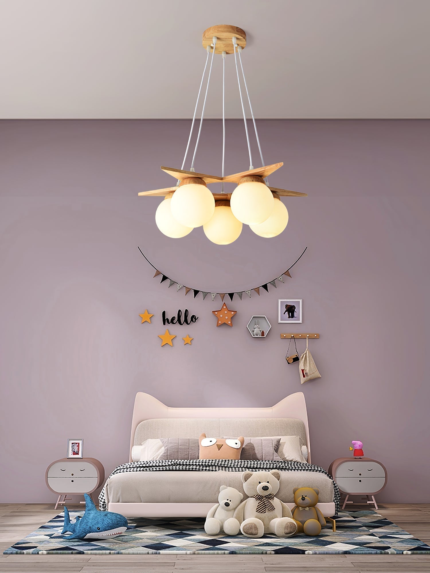 Zothaus Stern-Glas-Holz-Kronleuchter-Letslighting
