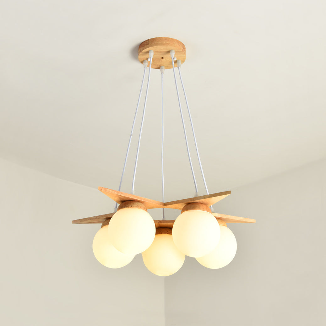 Zothaus Stern-Glas-Holz-Kronleuchter-Letslighting