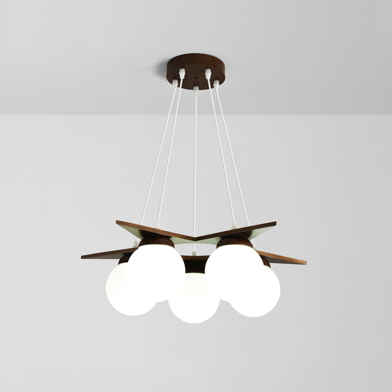 Zothaus Stern-Glas-Holz-Kronleuchter-Letslighting