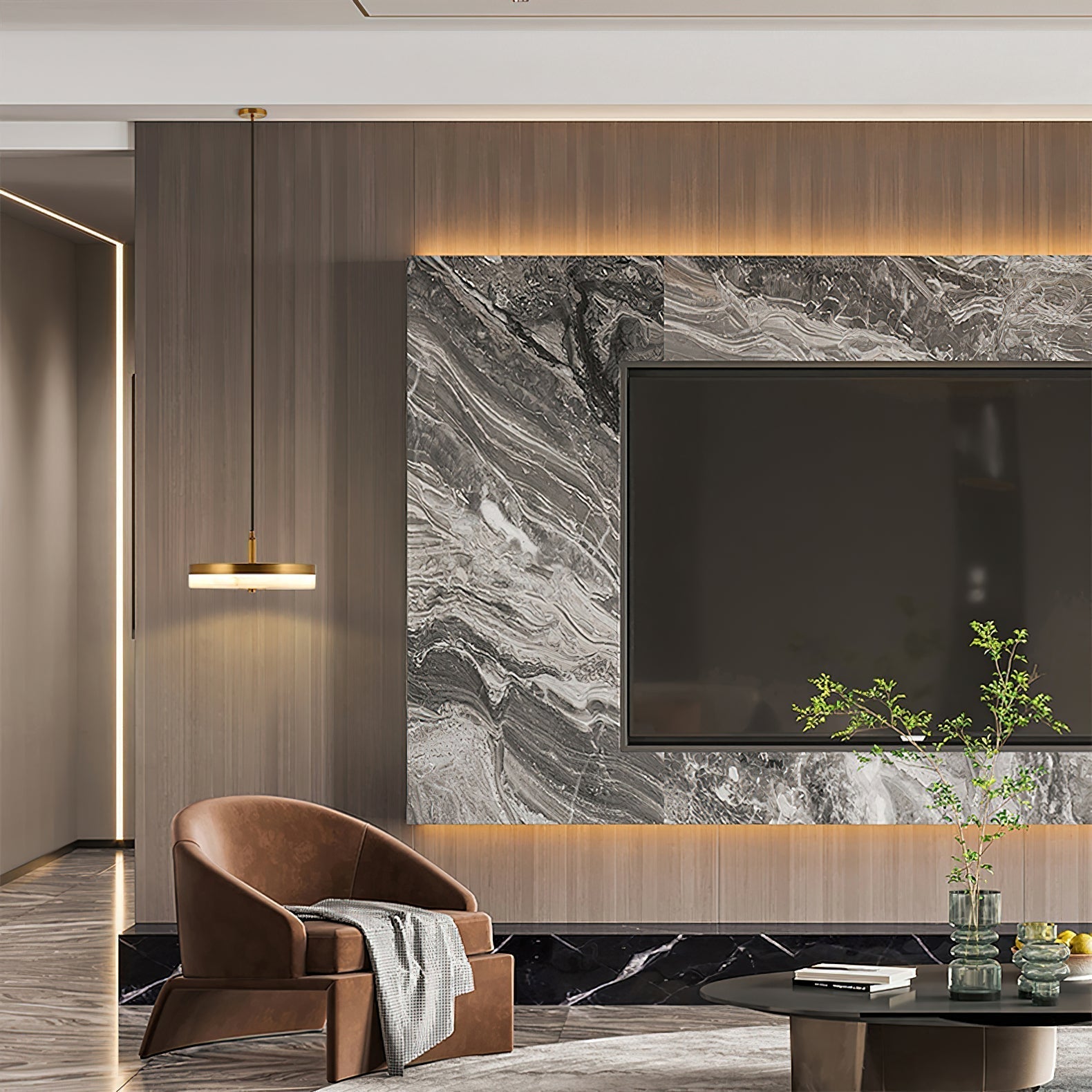 Utalion Modern Minimalist Metal Alabaster Pendant Light - Letslighting