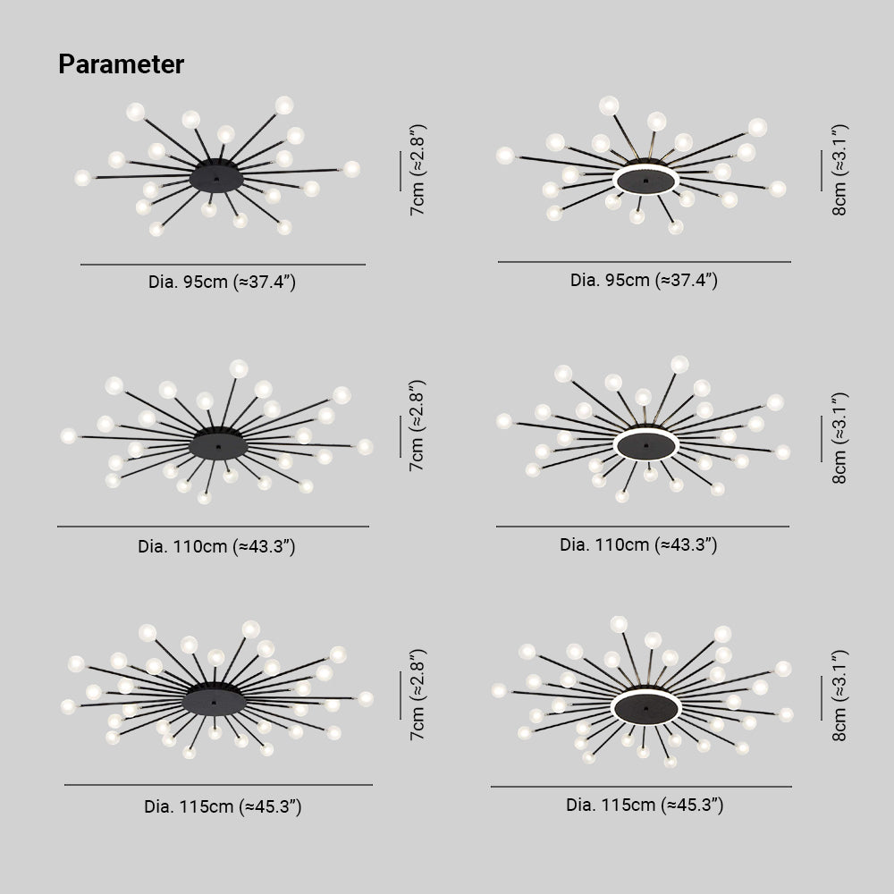 Arisha Nordic LED Deckenleuchte Gold/Schwarz Metall Wohnzimmer