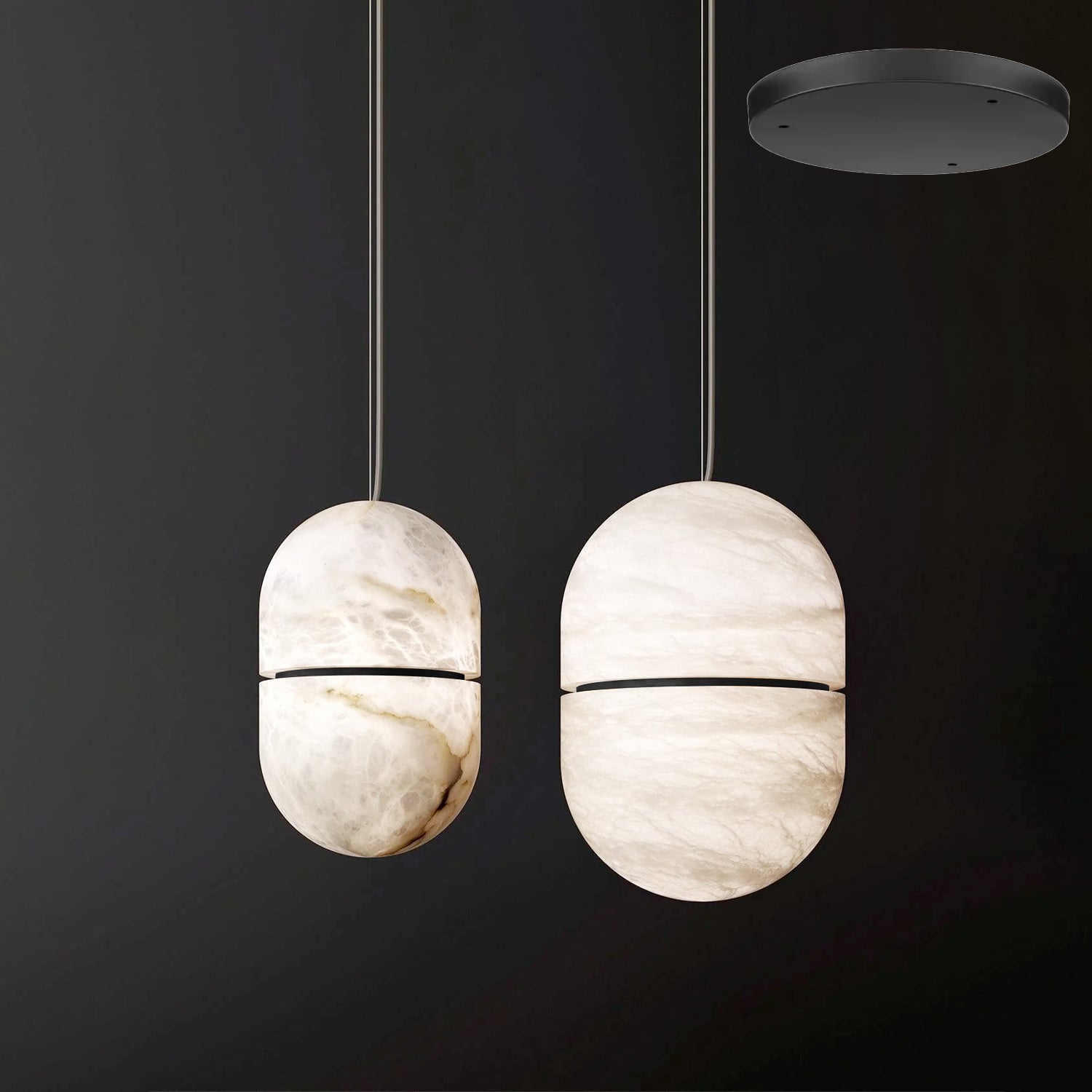 Strata Alabaster Pendant Light Capsule-shaped - Neutralighting