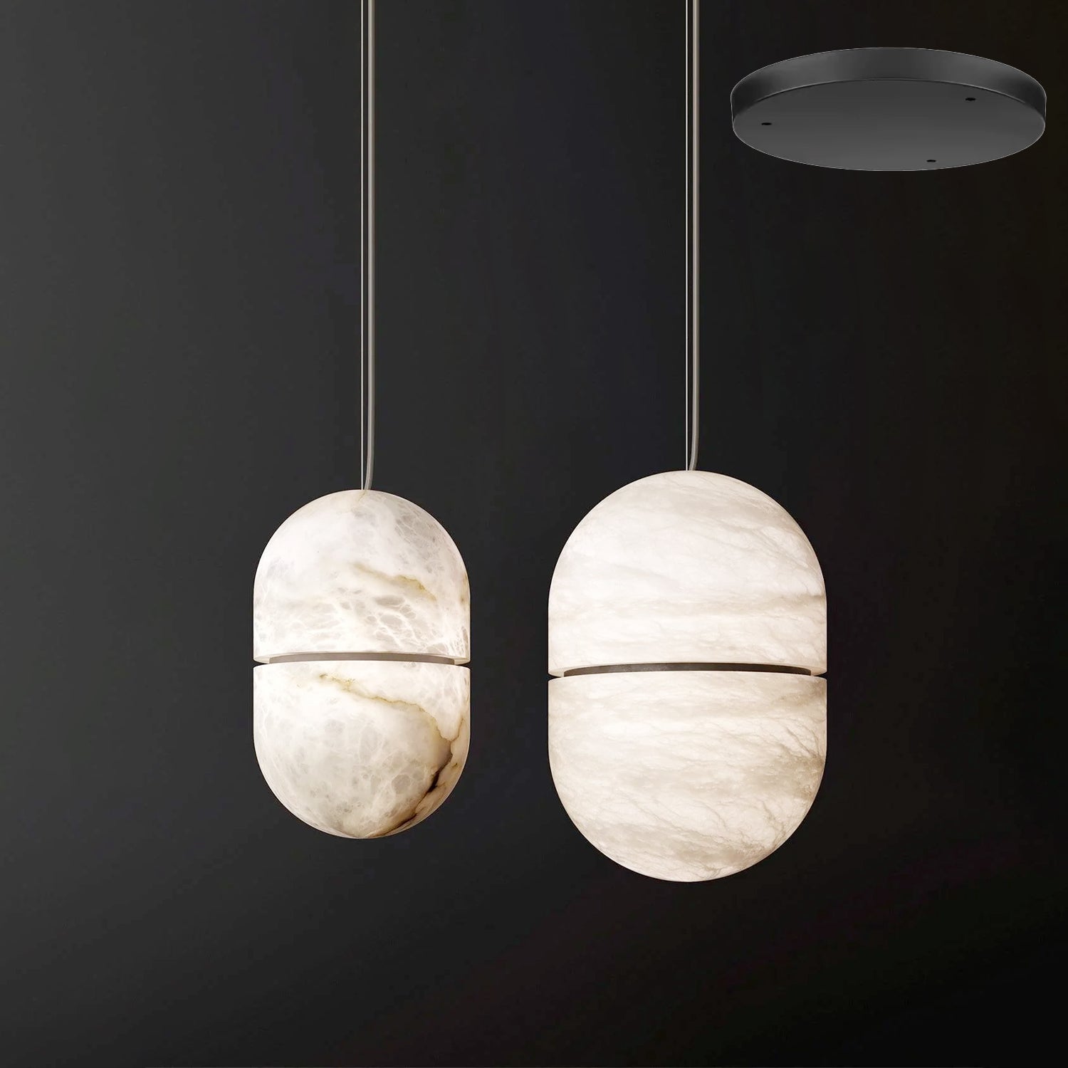 Strata Alabaster Pendant Light Capsule-shaped - Neutralighting