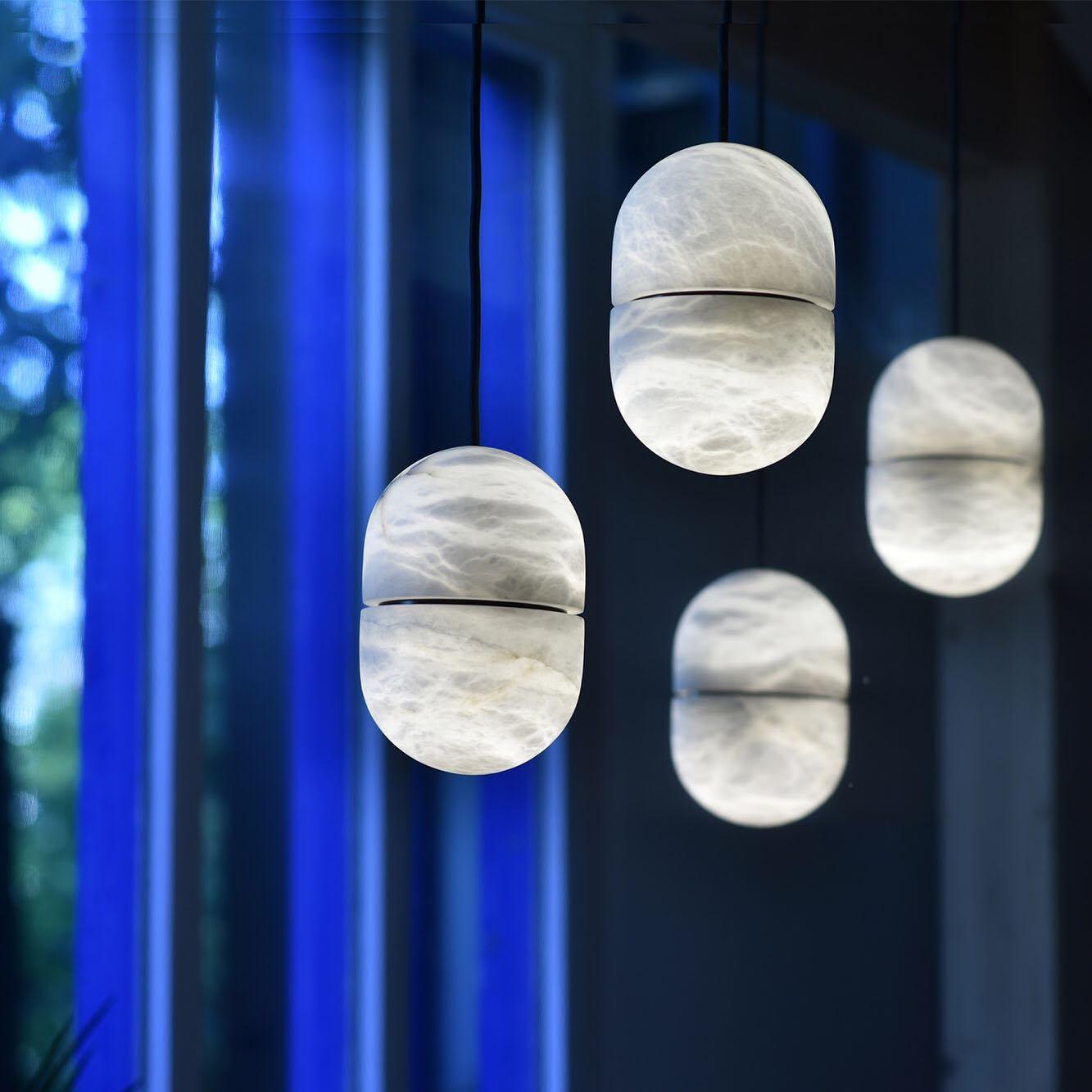 Strata Alabaster Pendant Light Capsule-shaped - Neutralighting