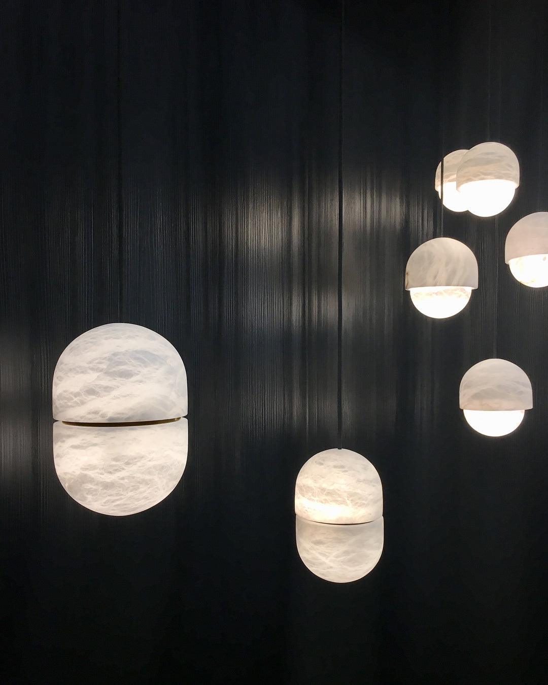 Strata Alabaster Pendant Light Capsule-shaped - Neutralighting