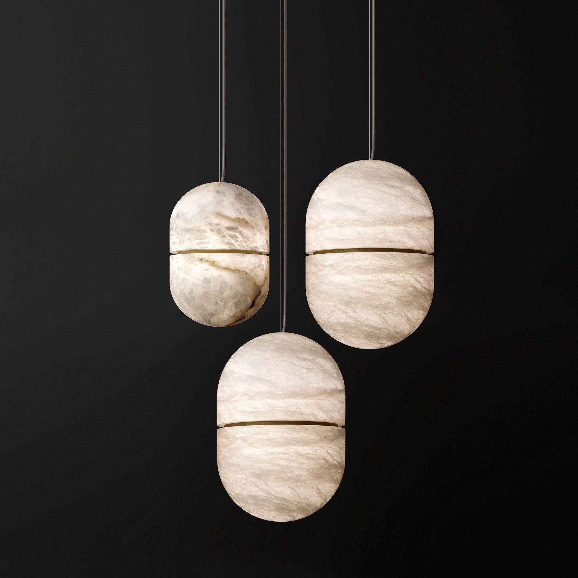 Strata Alabaster Pendant Light Capsule-shaped - Neutralighting