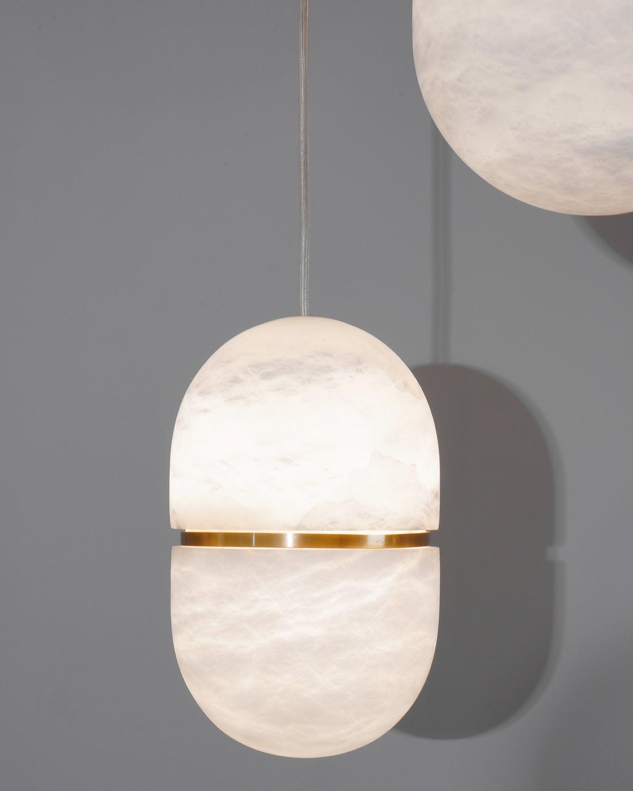 Strata Alabaster Pendant Light Capsule-shaped - Neutralighting