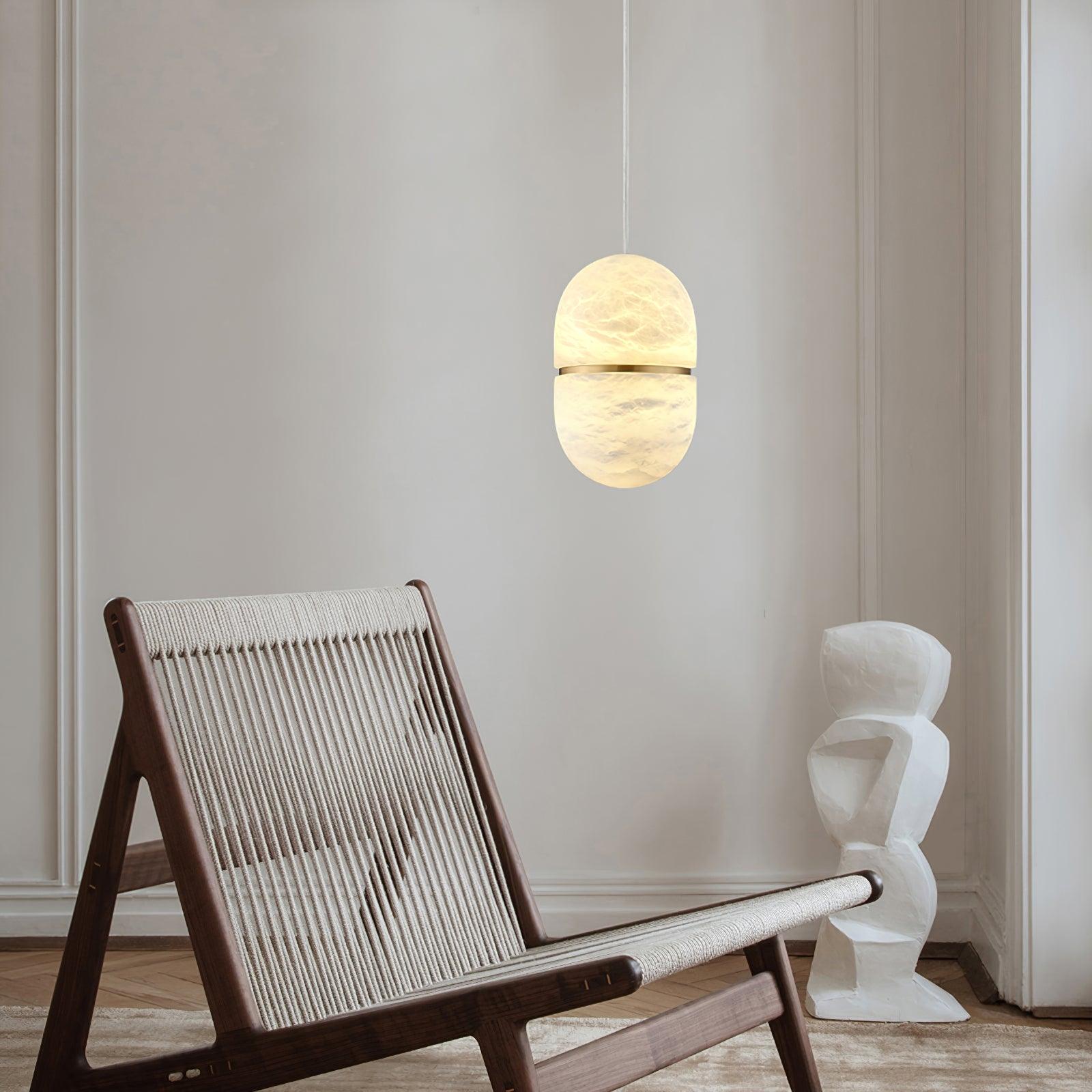 Strata Alabaster Pendant Light Capsule-shaped - Neutralighting