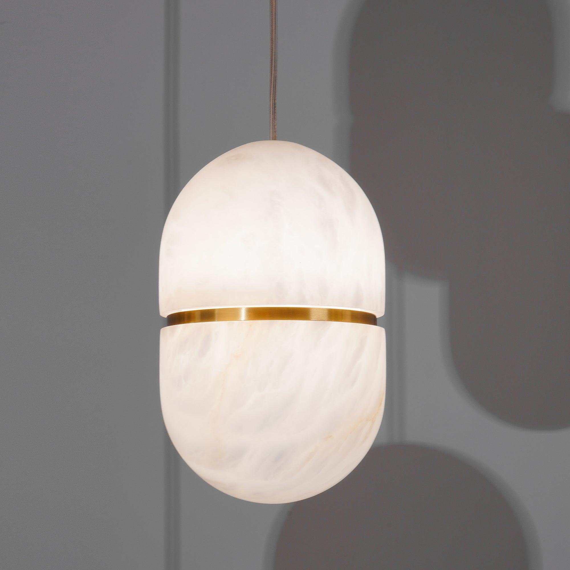 Strata Alabaster Pendant Light Capsule-shaped - Neutralighting