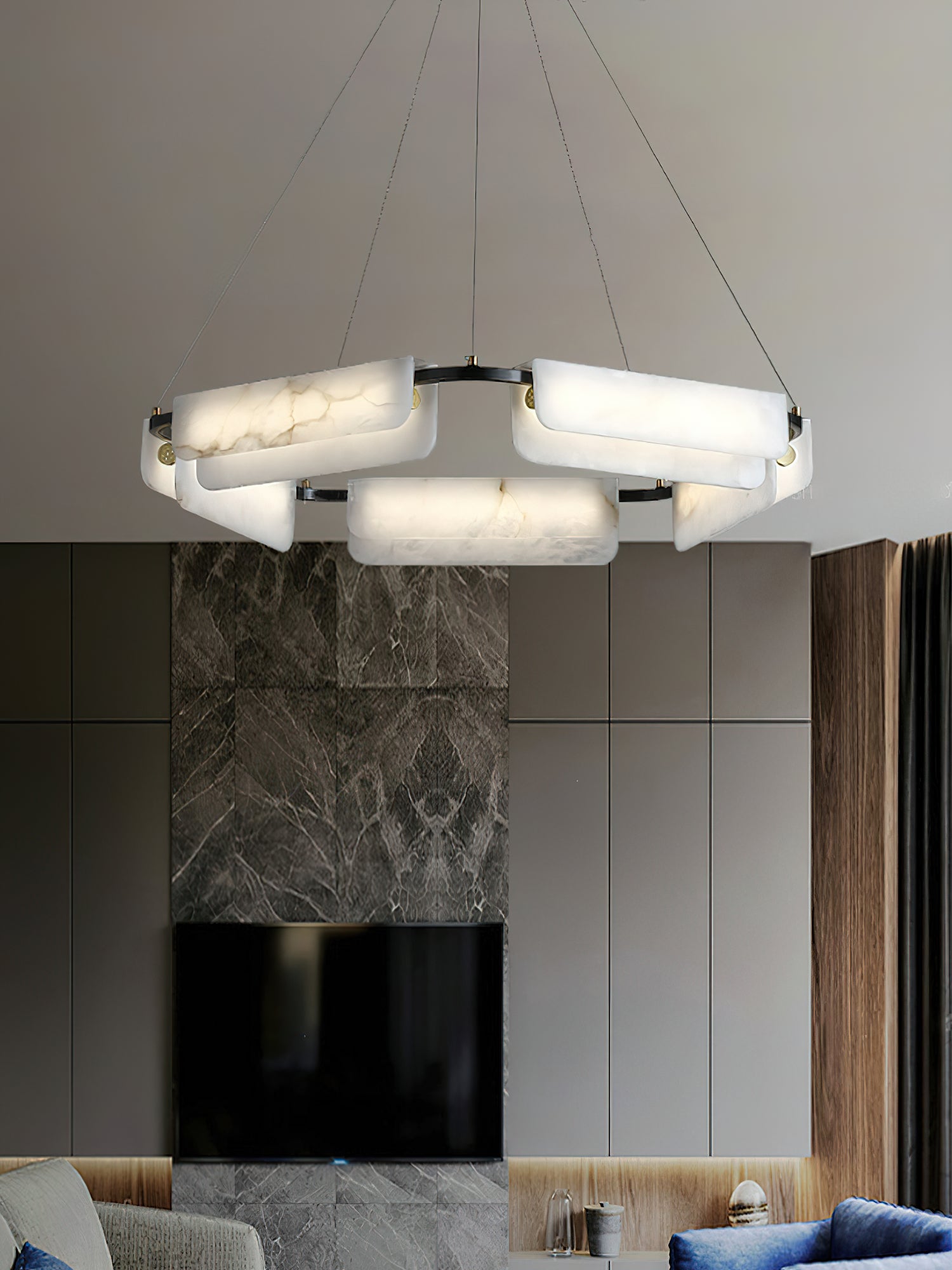 Syphaen Postmodern Luxury Metal Alabaster Chandelier - Letslighting