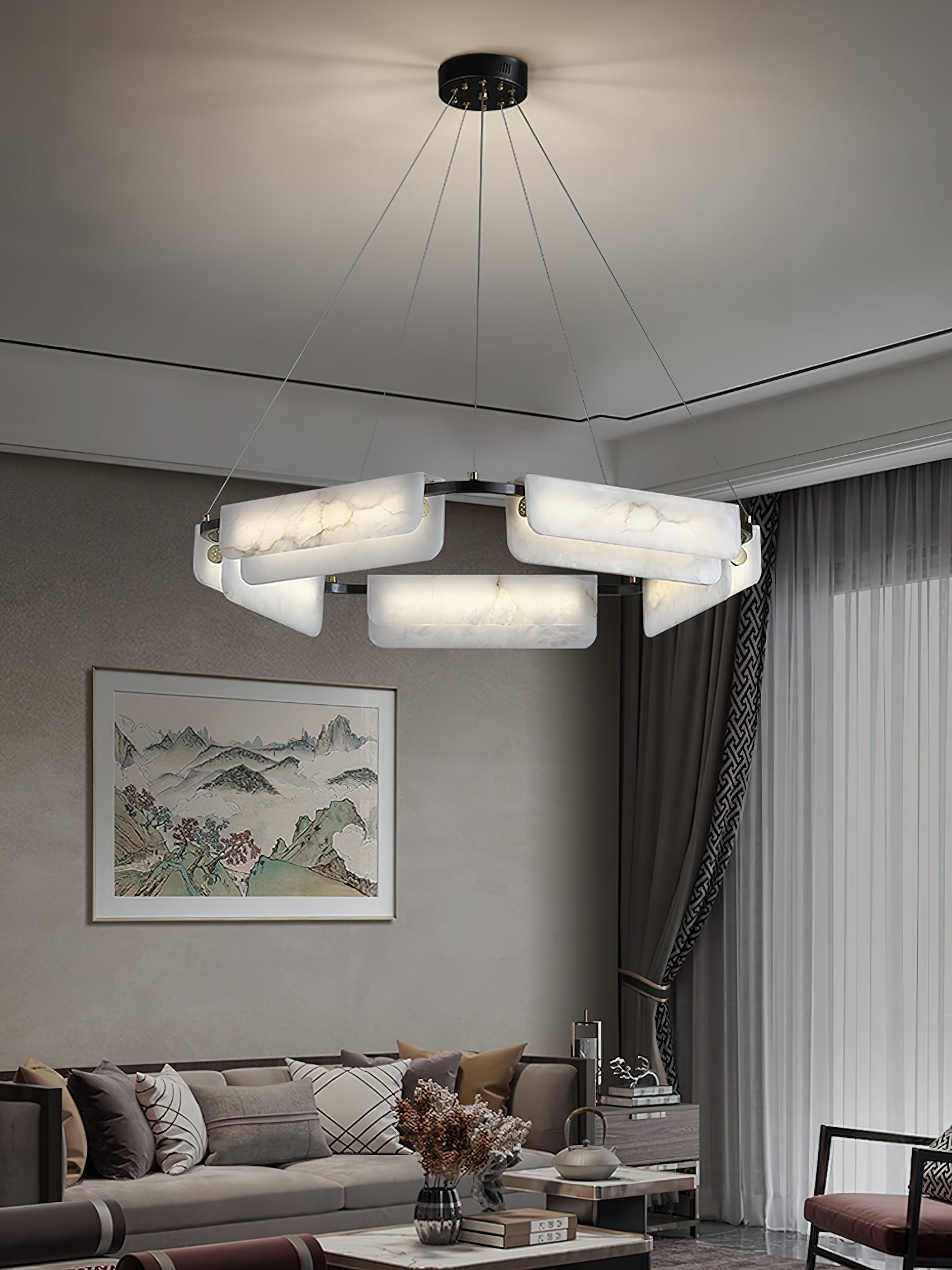 Syphaen Postmodern Luxury Metal Alabaster Chandelier - Letslighting