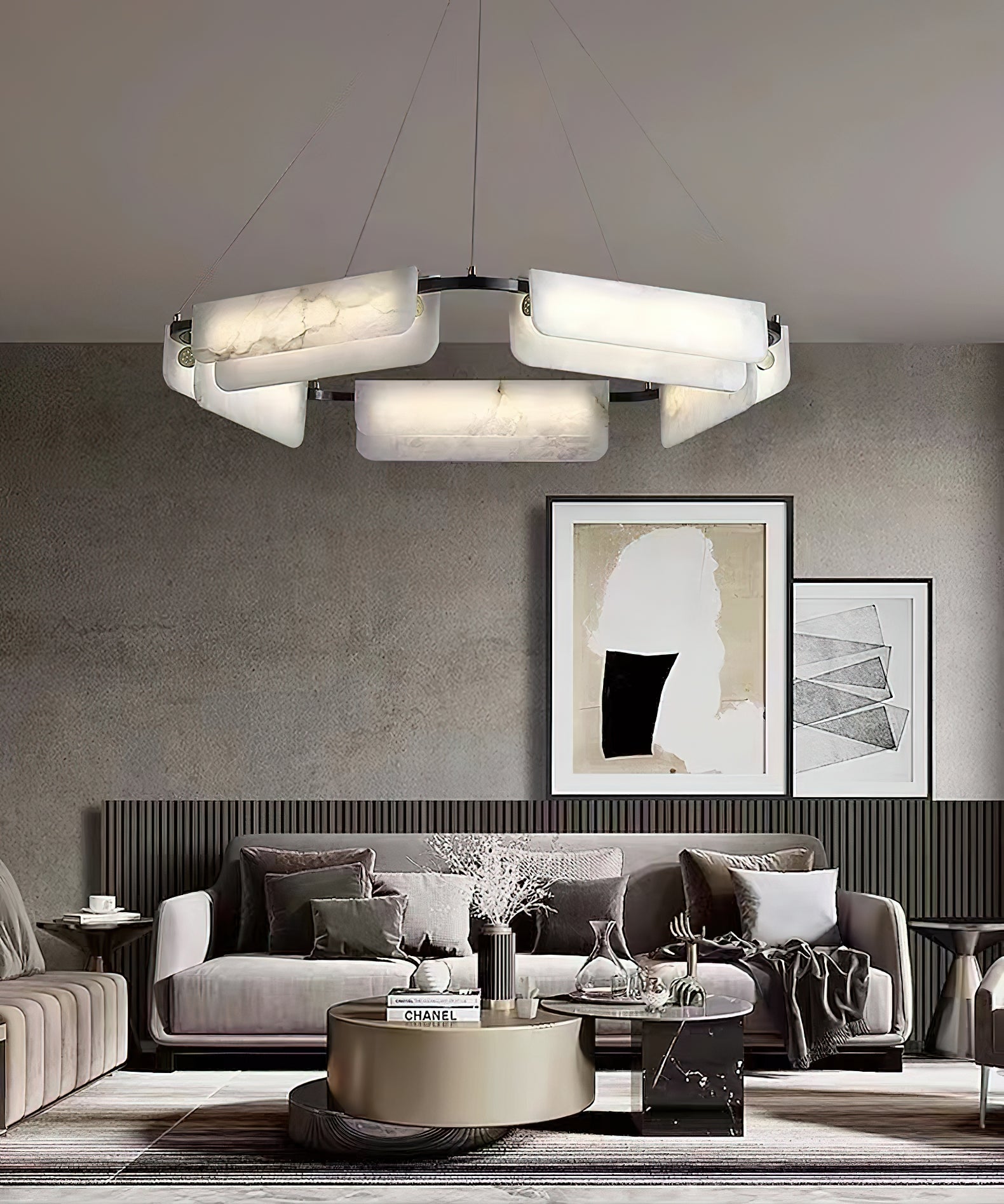Syphaen Postmodern Luxury Metal Alabaster Chandelier - Letslighting
