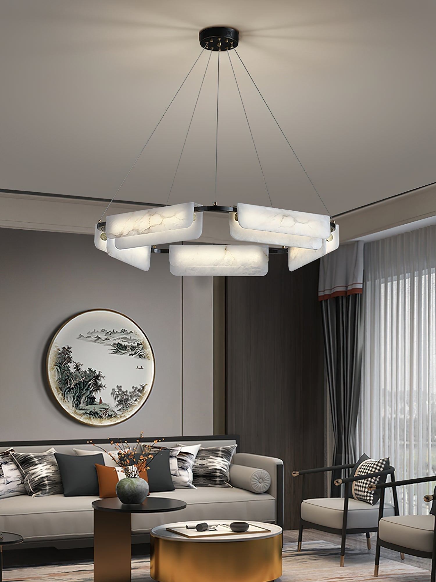 Syphaen Postmodern Luxury Metal Alabaster Chandelier - Letslighting