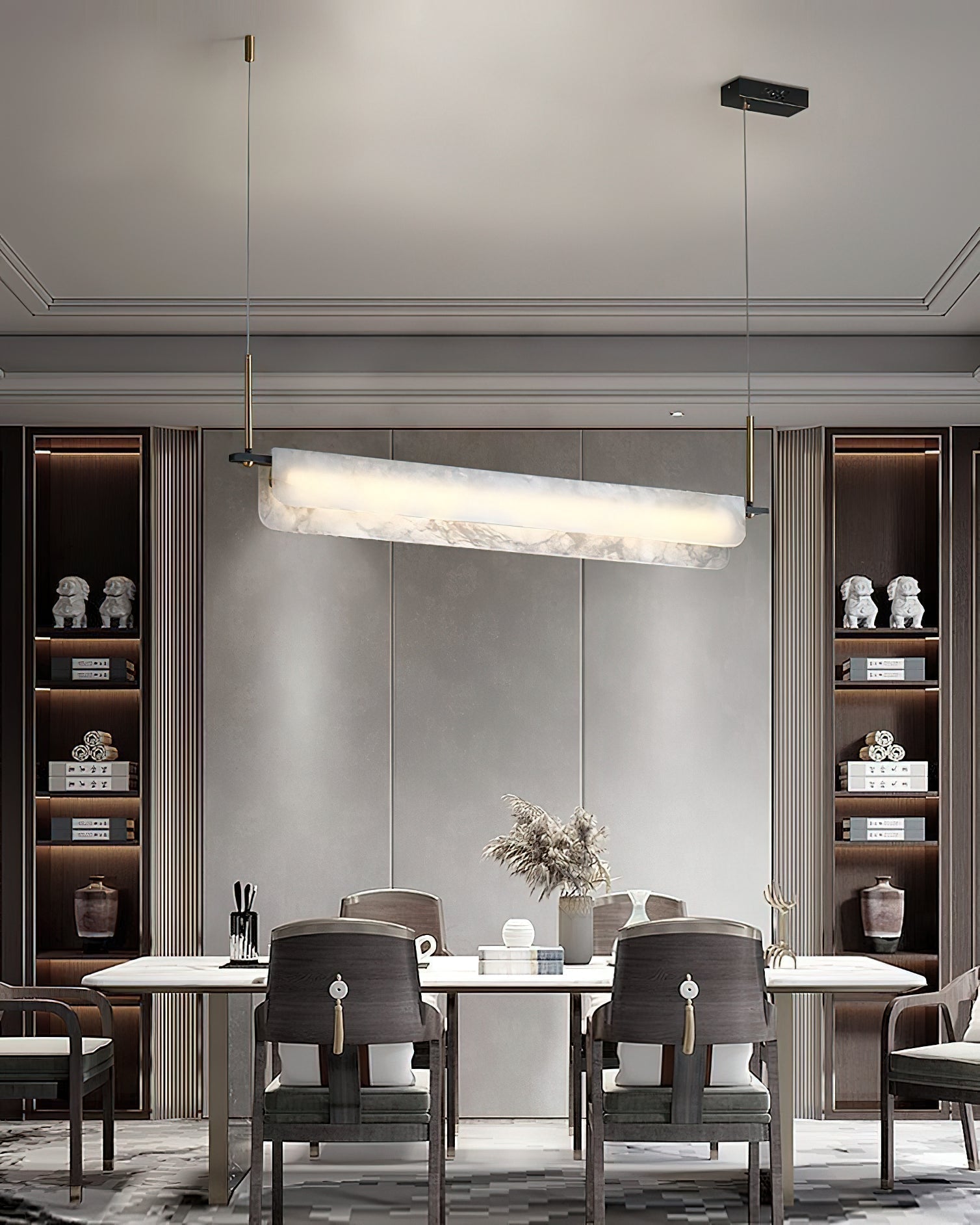 Eshaisra Modern Minimalist Metal Alabaster Pendant Light - Letslighting