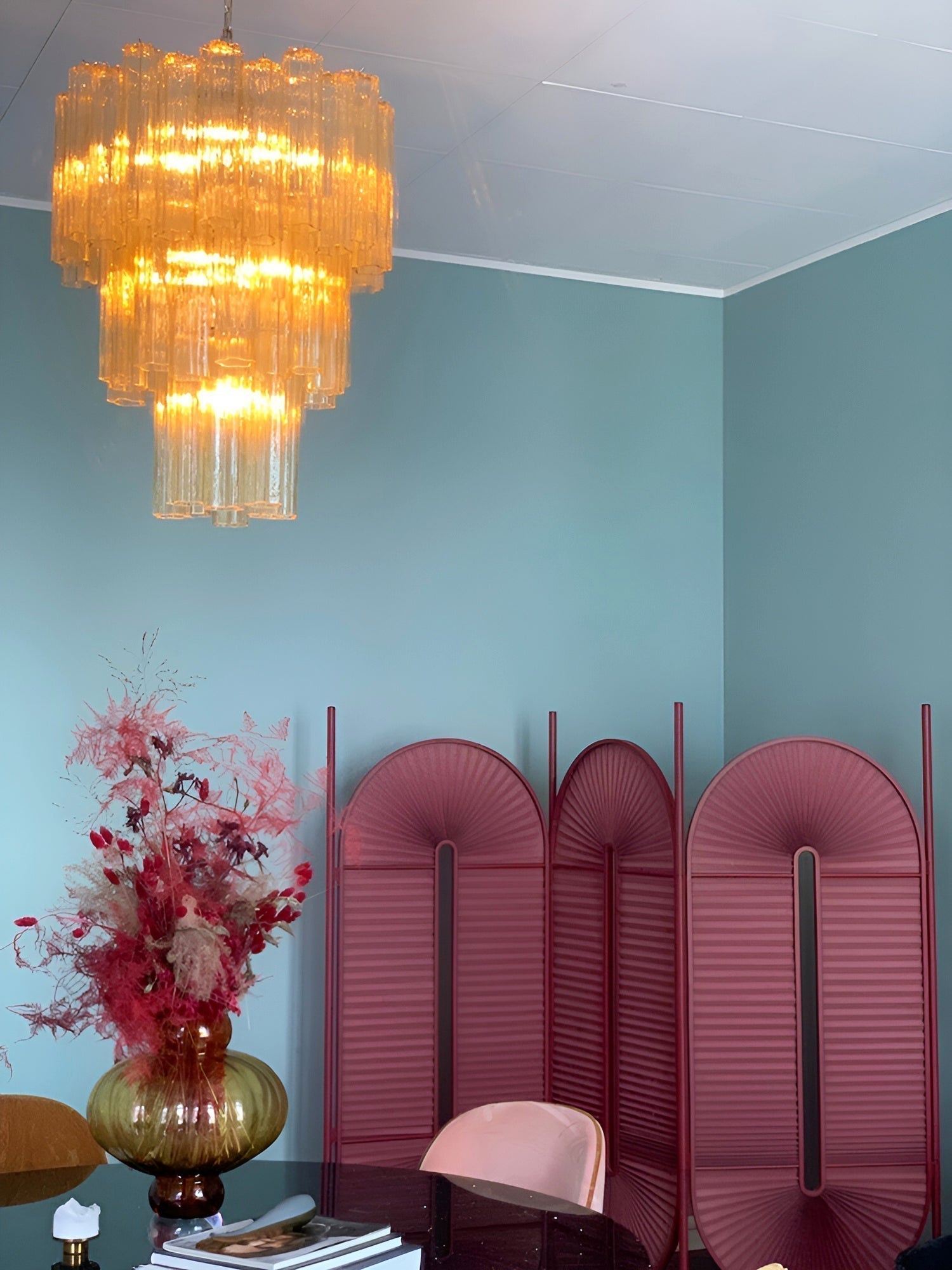 Aurora Chandelier Yellow Glass Tube Tiered Warm - Neutralighting