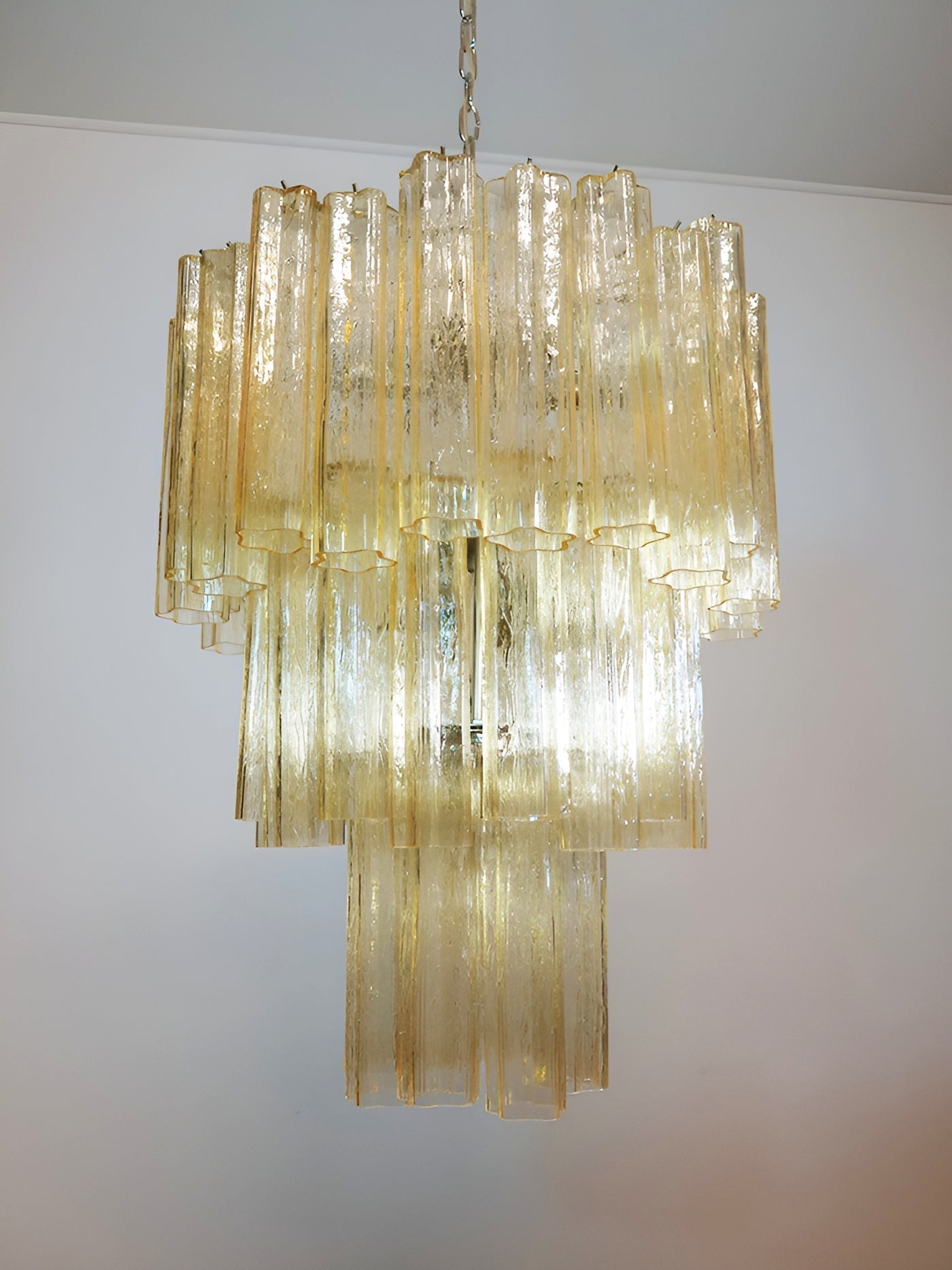 Aurora Chandelier Yellow Glass Tube Tiered Warm - Neutralighting