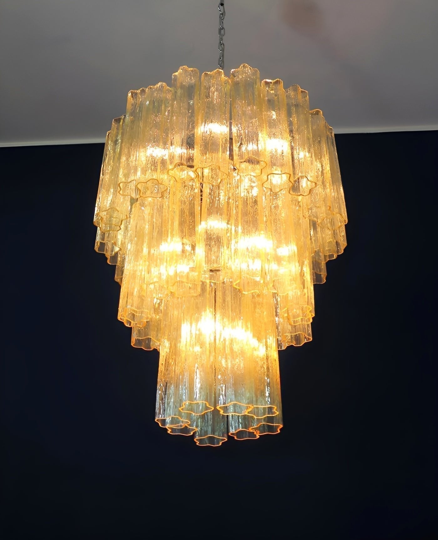 Aurora Chandelier Yellow Glass Tube Tiered Warm - Neutralighting