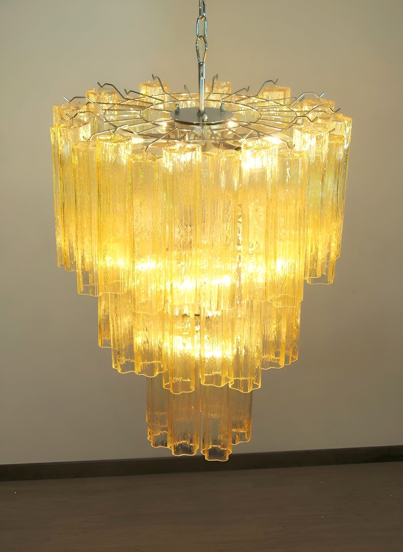 Aurora Chandelier Yellow Glass Tube Tiered Warm - Neutralighting