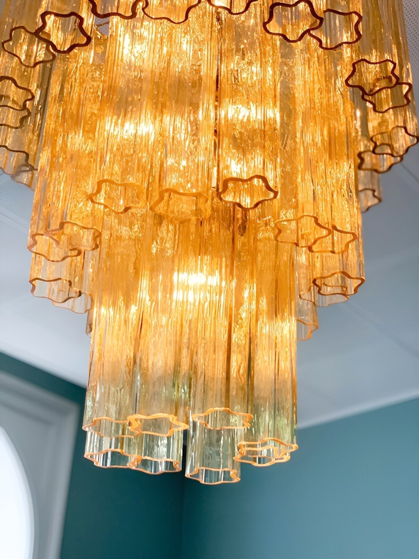 Aurora Chandelier Yellow Glass Tube Tiered Warm - Neutralighting