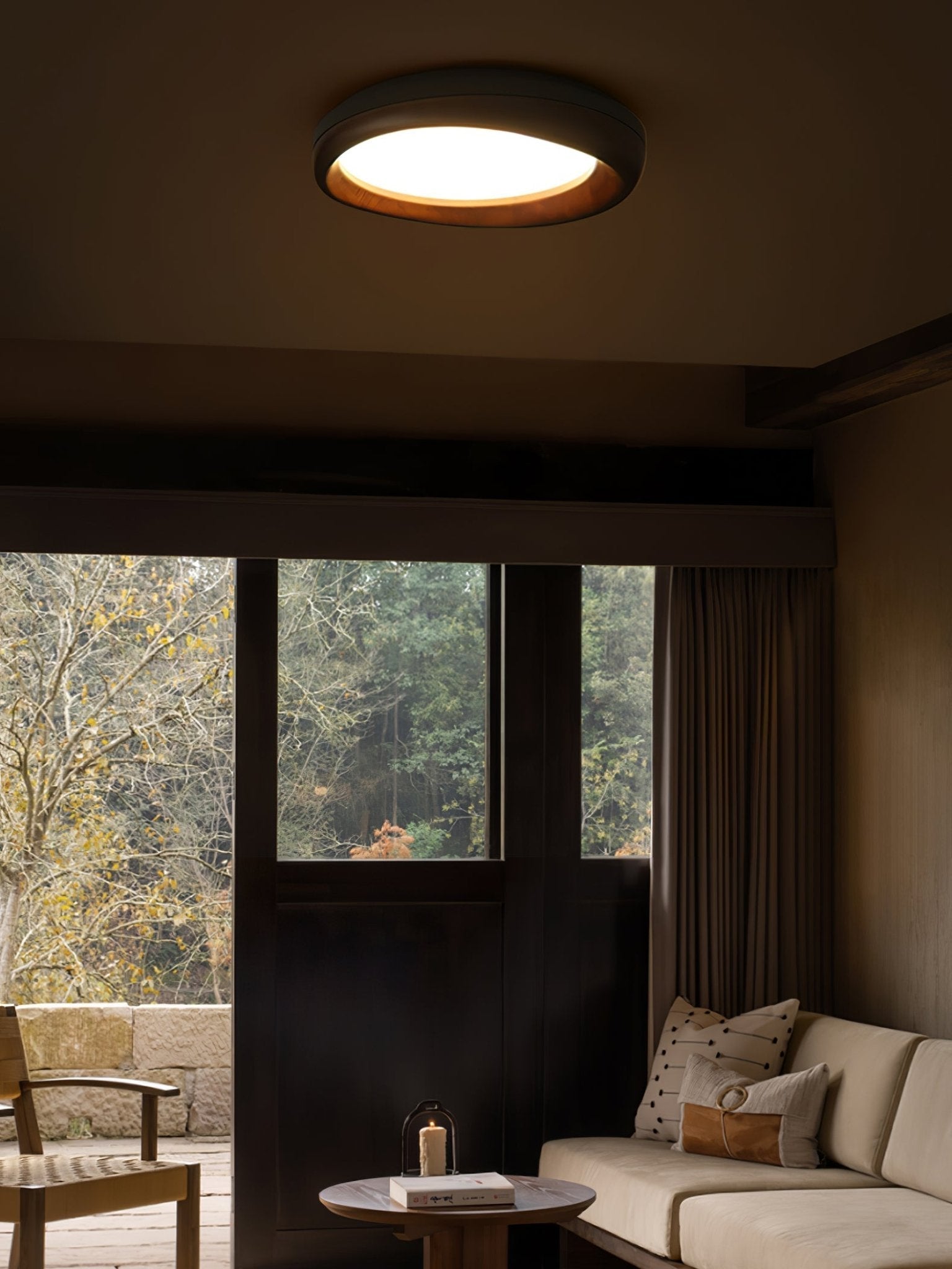 Eurtheara Deckenleuchte aus organischem Holz und Glas-Letslighting