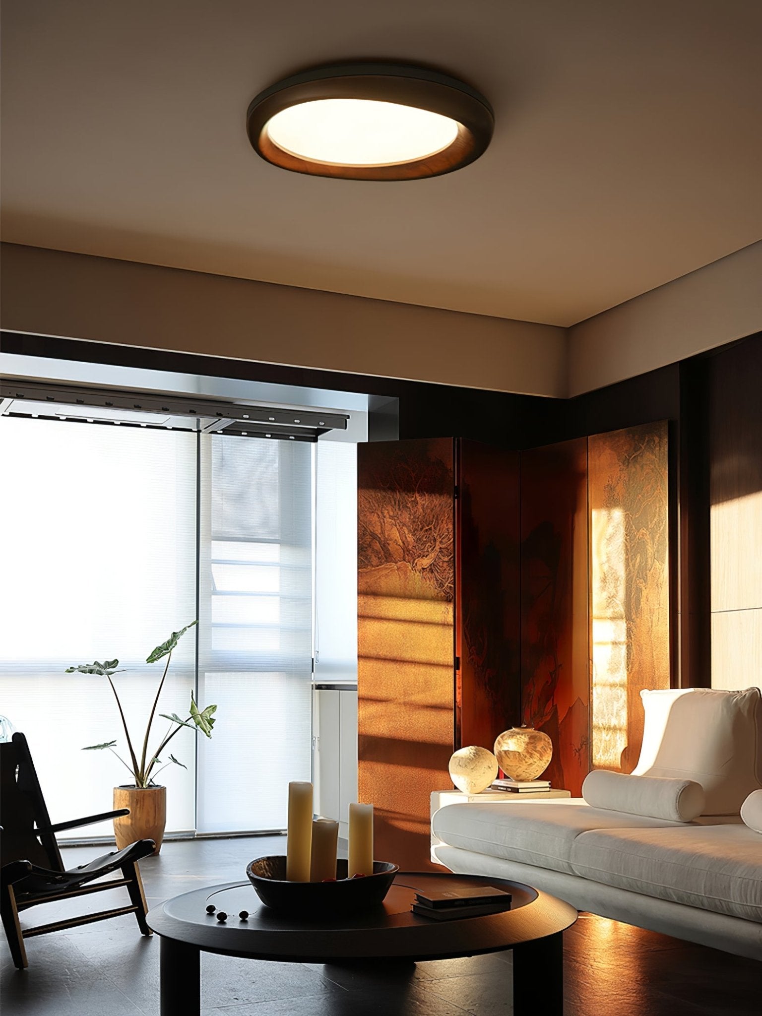 Eurtheara Deckenleuchte aus organischem Holz und Glas-Letslighting
